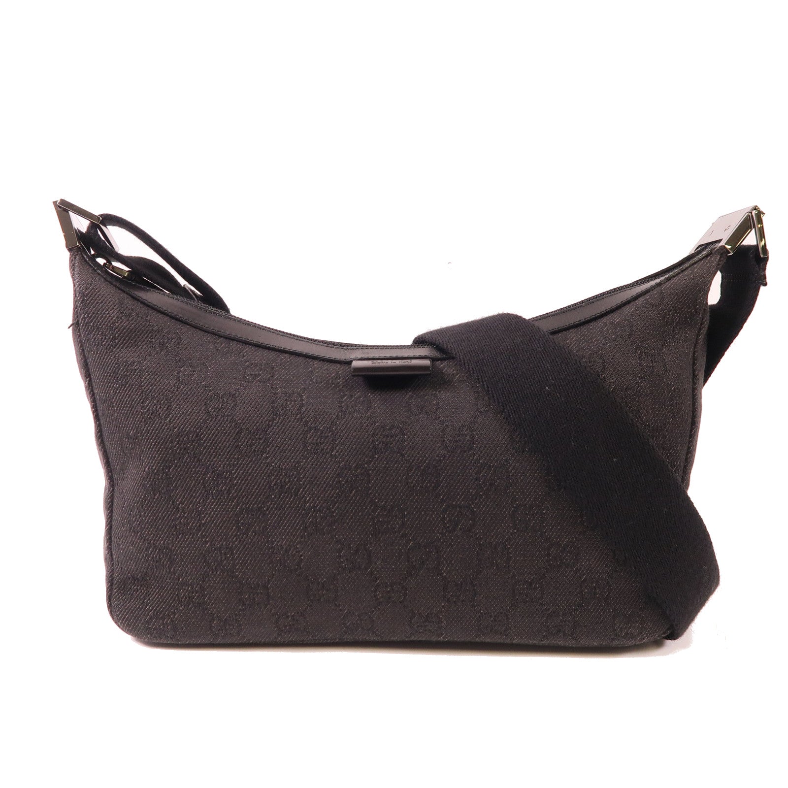 GUCCI 帆布Shoulder Bag銀扣肩背袋