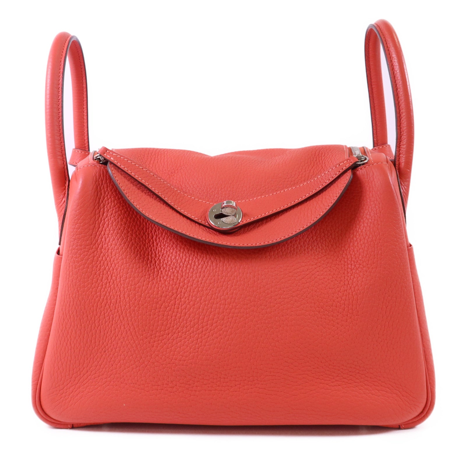 HERMES Clemence皮革Lindy 30銀扣手挽肩背兩用袋Rose Jaipur