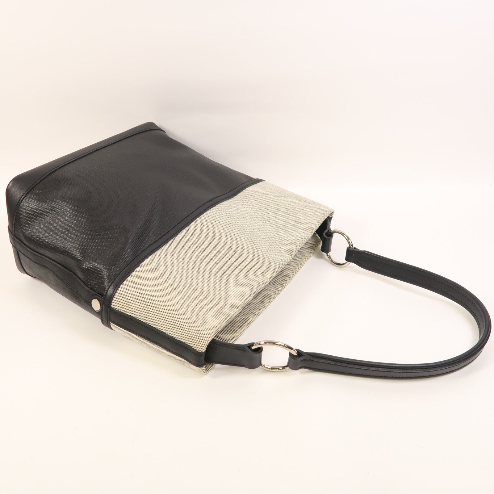 HERMES Toile帆布Col Roule 25銀扣肩背袋