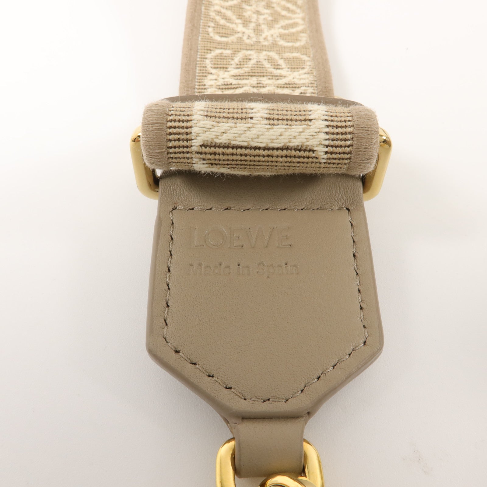 LOEWE 牛皮皮革/帆布Anagram Shoulder Strap肩帶