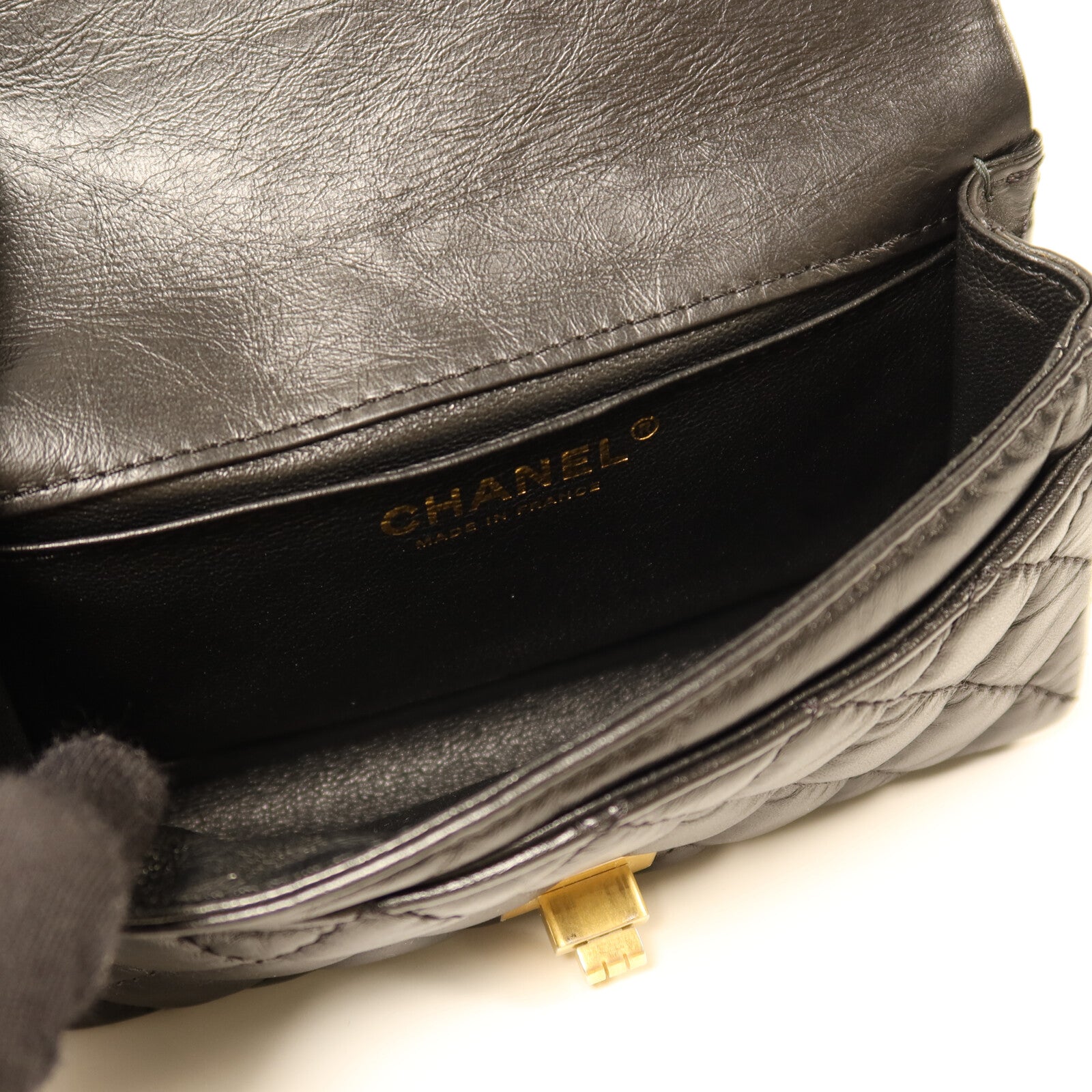 CHANEL 牛皮皮革Shoulder Bag金扣鏈帶肩背袋