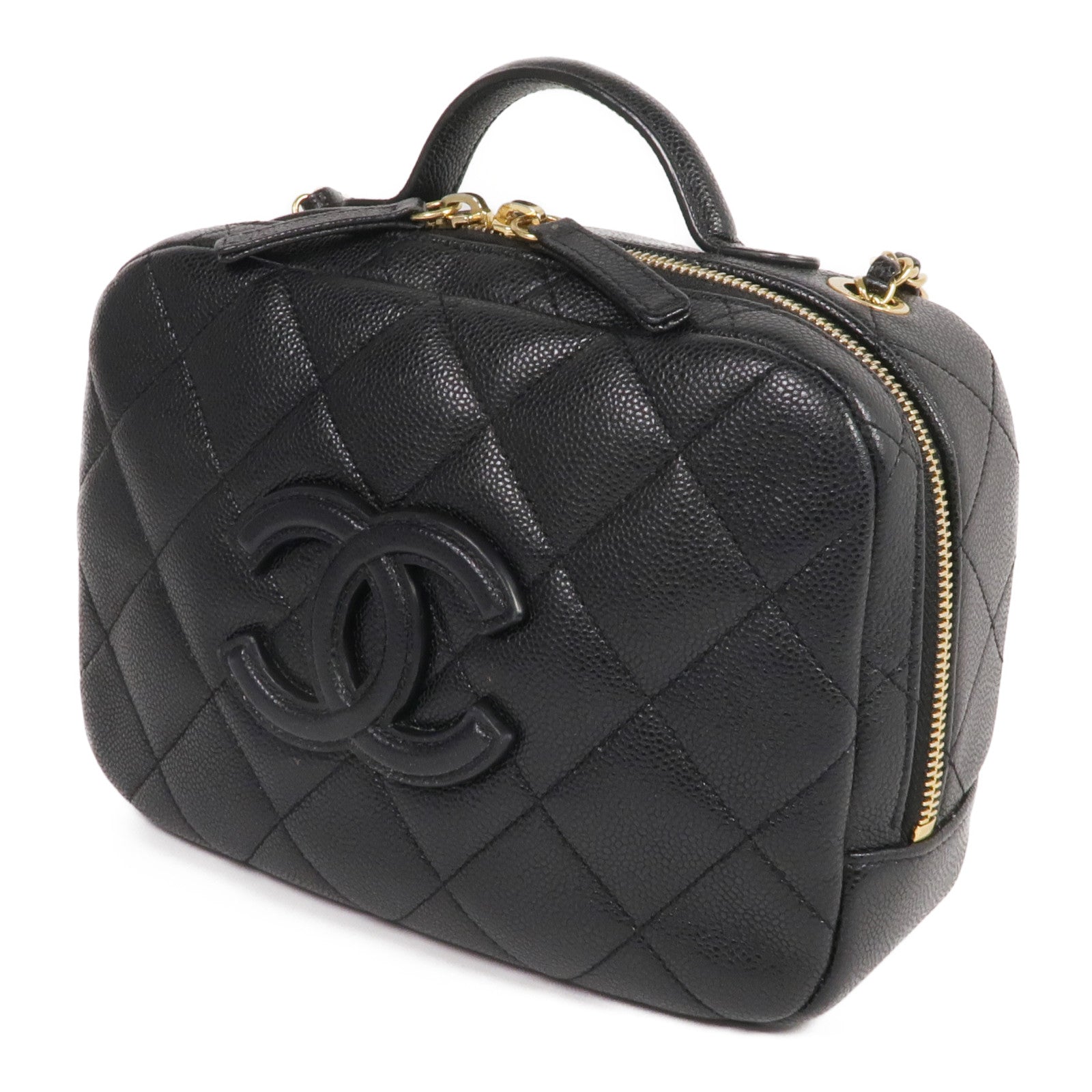 CHANEL 牛皮皮革2 Way Shoulder金扣手挽肩背兩用袋