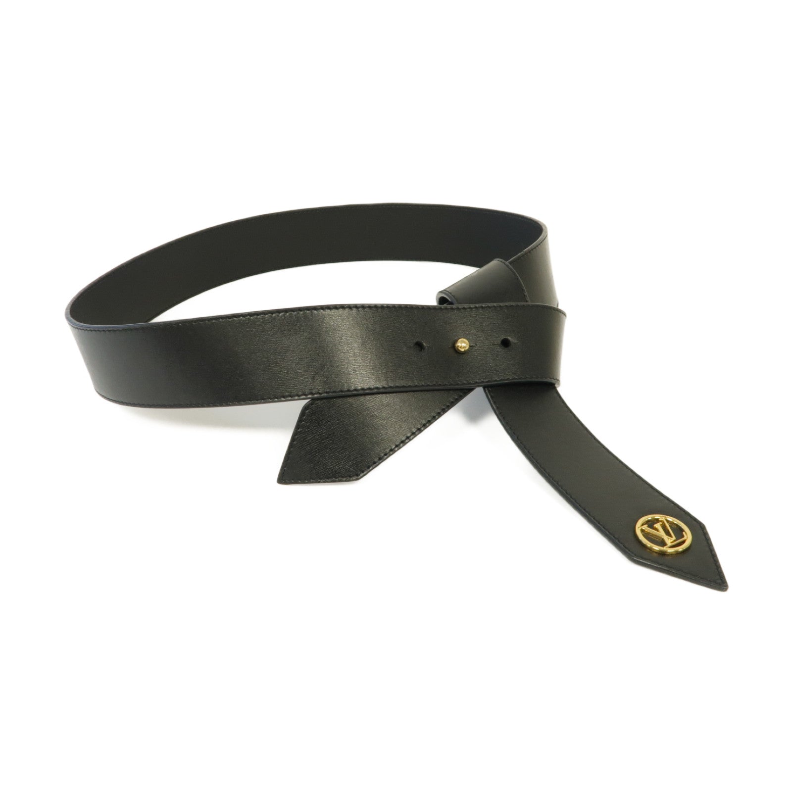 LOUIS VUITTON 【激減優惠】牛皮皮革Tie The Knot 45mm金扣皮帶黑色