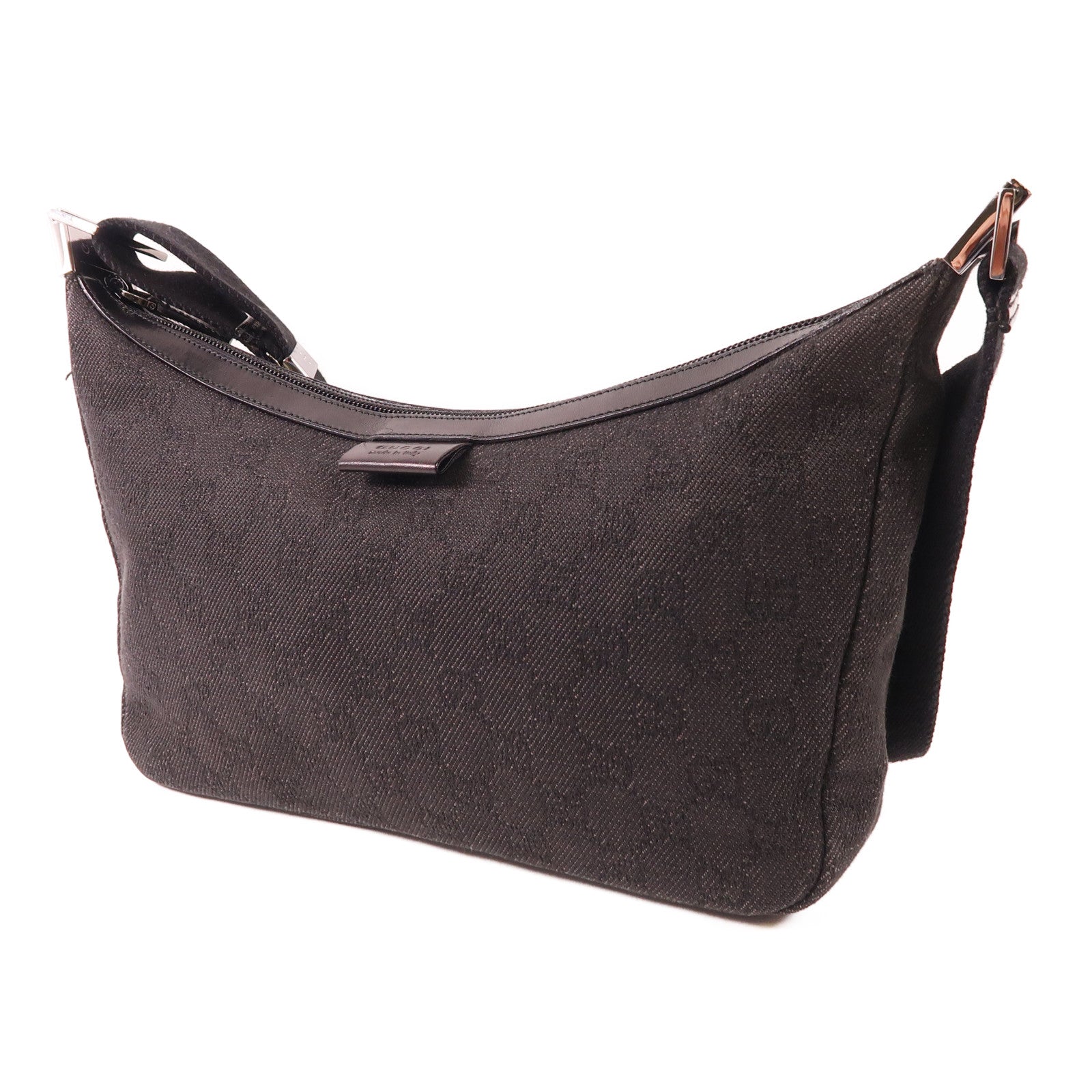 GUCCI 帆布Shoulder Bag銀扣肩背袋