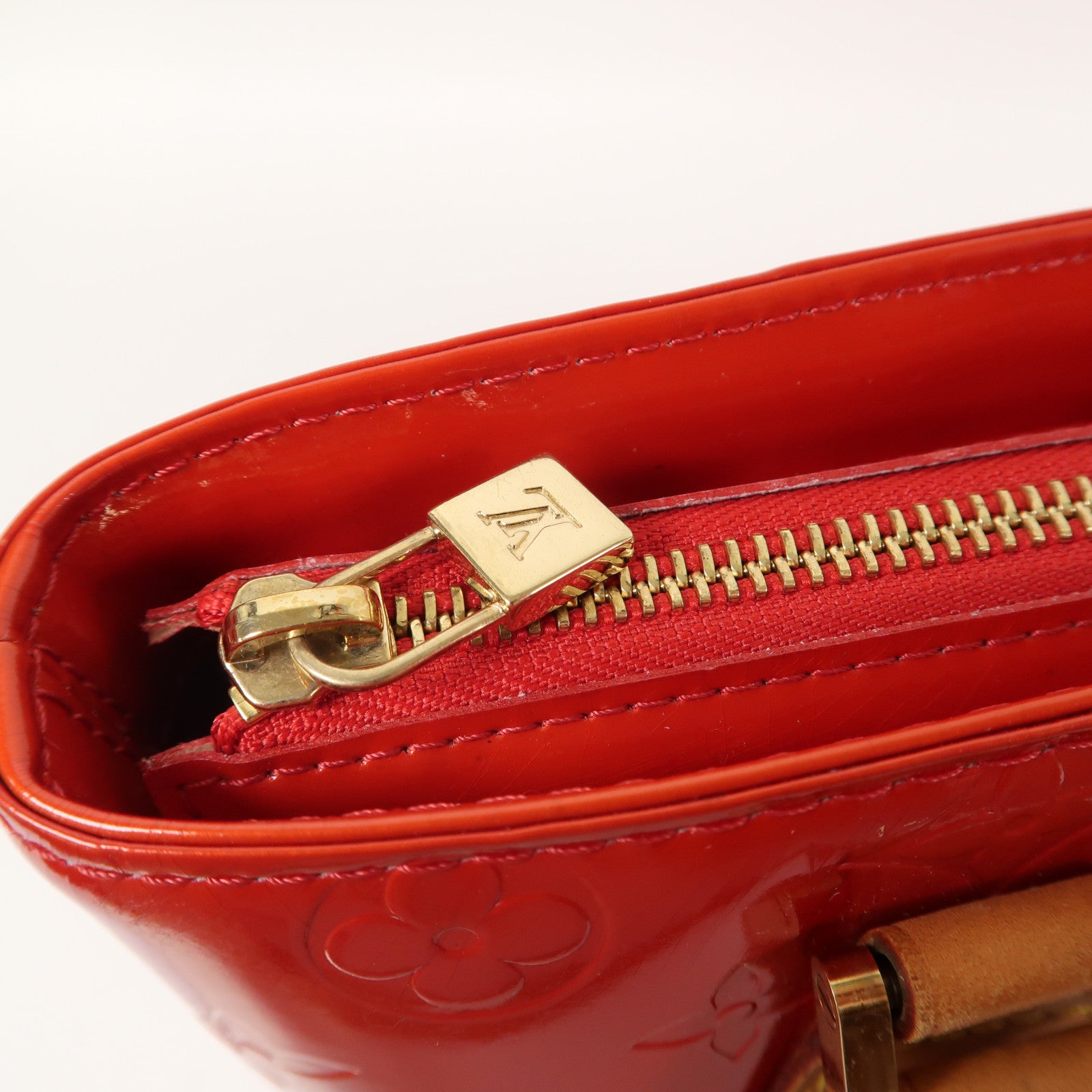 LOUIS VUITTON 【清倉大減價】Vernis Huston 金扣Tote Bag紅色