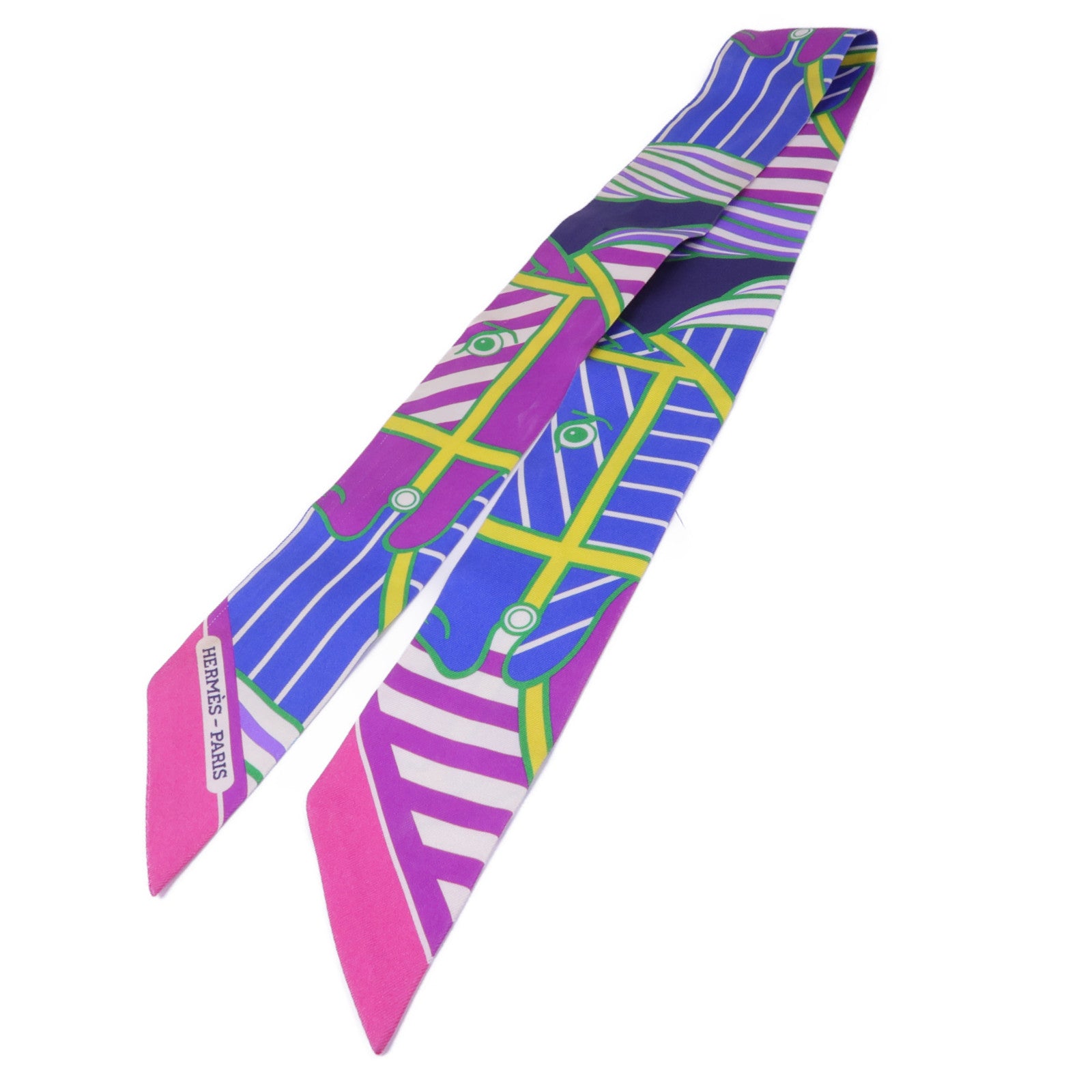 HERMES Twilly Scarf Scarves Silk Purple Multicolor