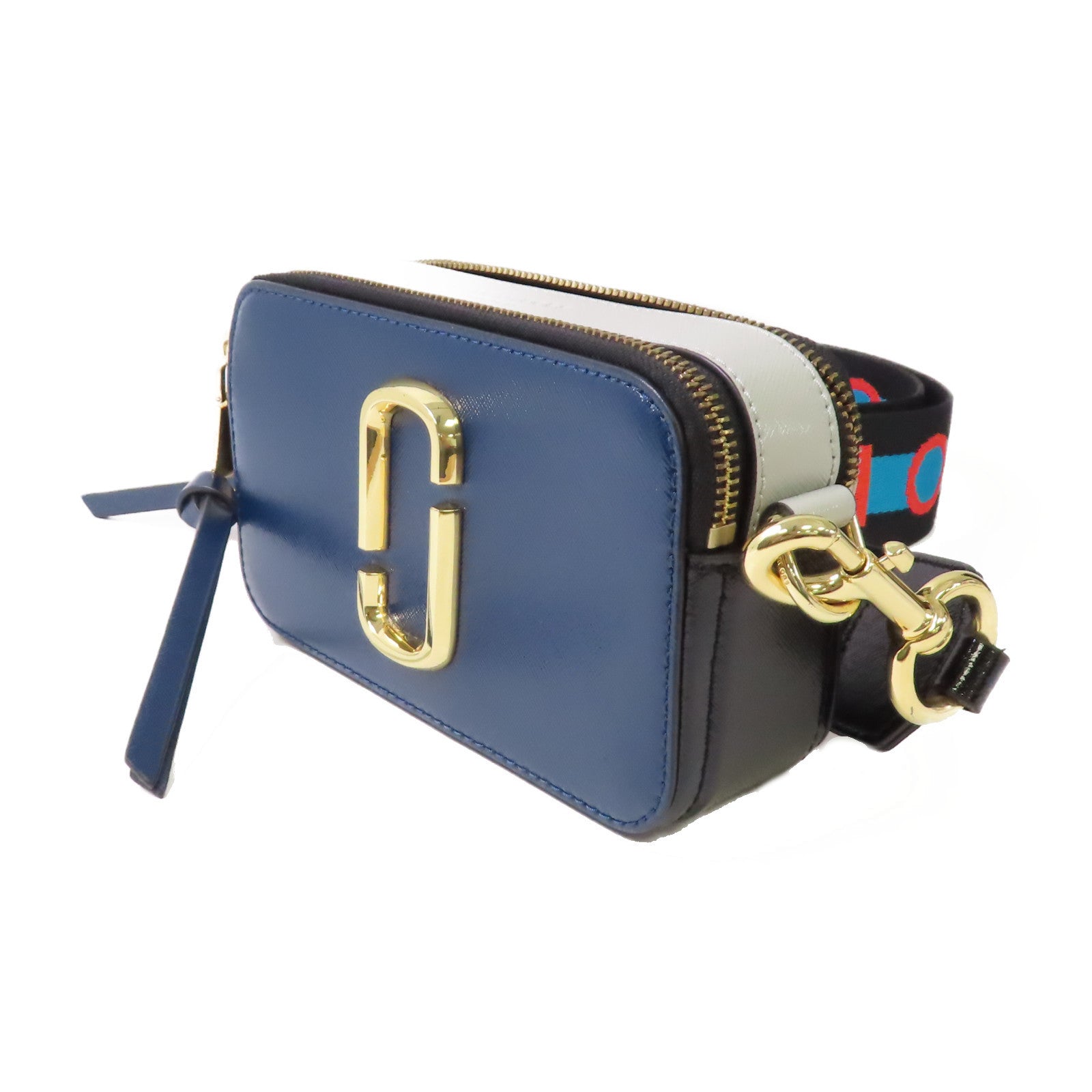 MARC JACOBS 塗層皮革Camera Shoulder Bag金扣肩背袋寶藍色