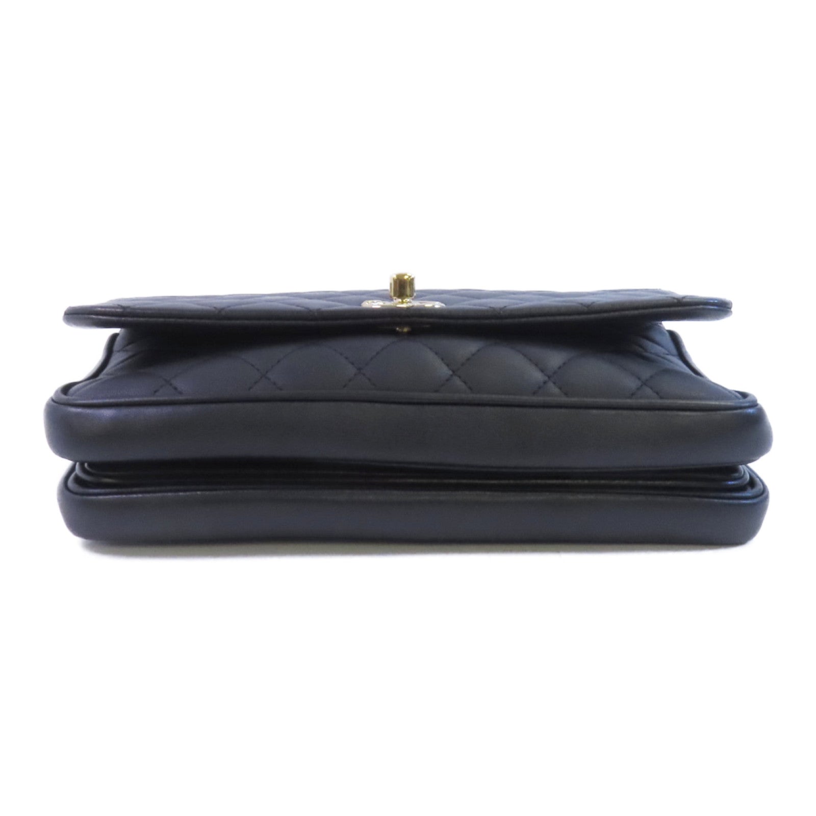 CHANEL 牛皮皮革2Way Shoulder金扣鏈帶手挽肩背兩用袋