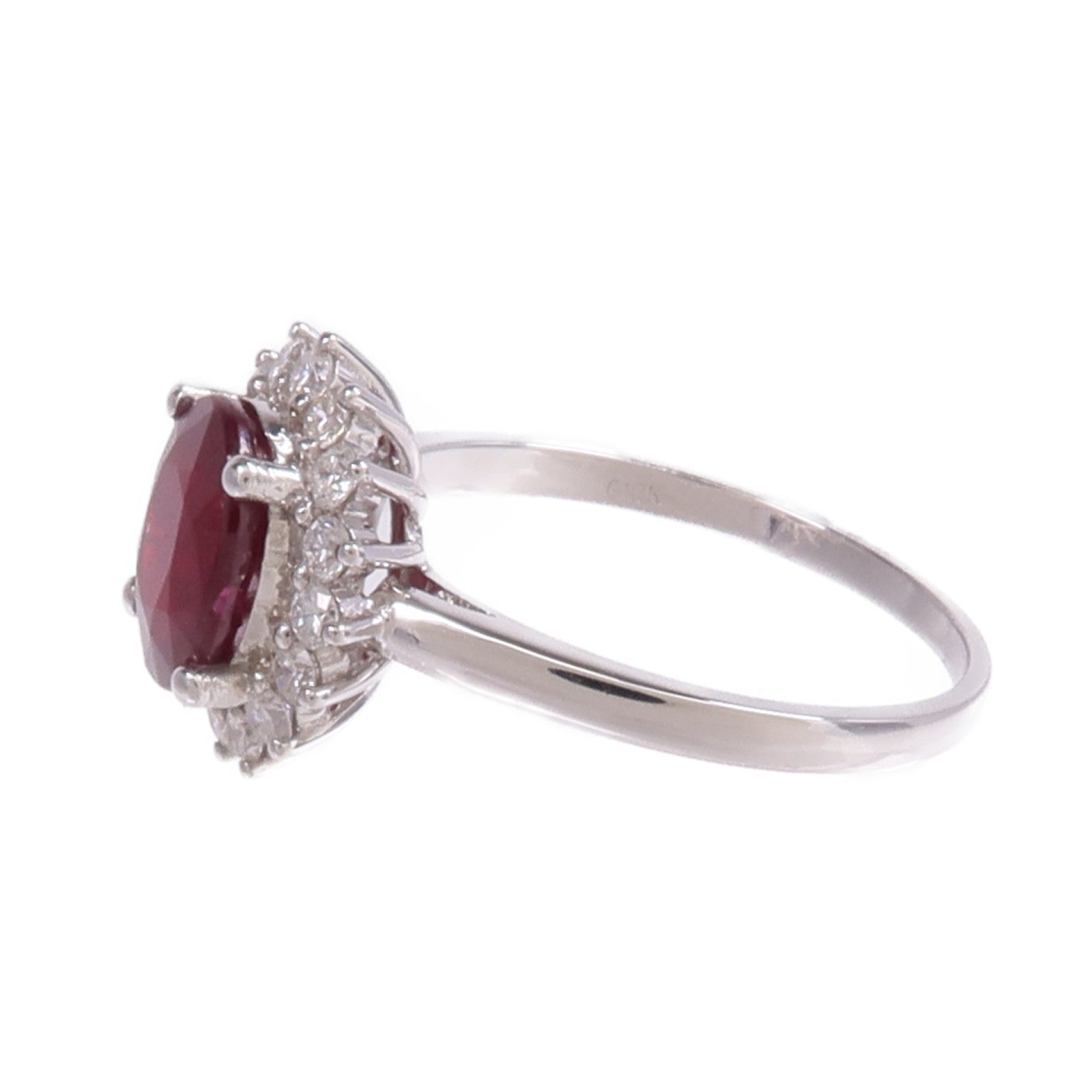 JEWELRY 【激減優惠】18K白金Ruby Diamond Ring紅寶石/鑽石戒指US#6
