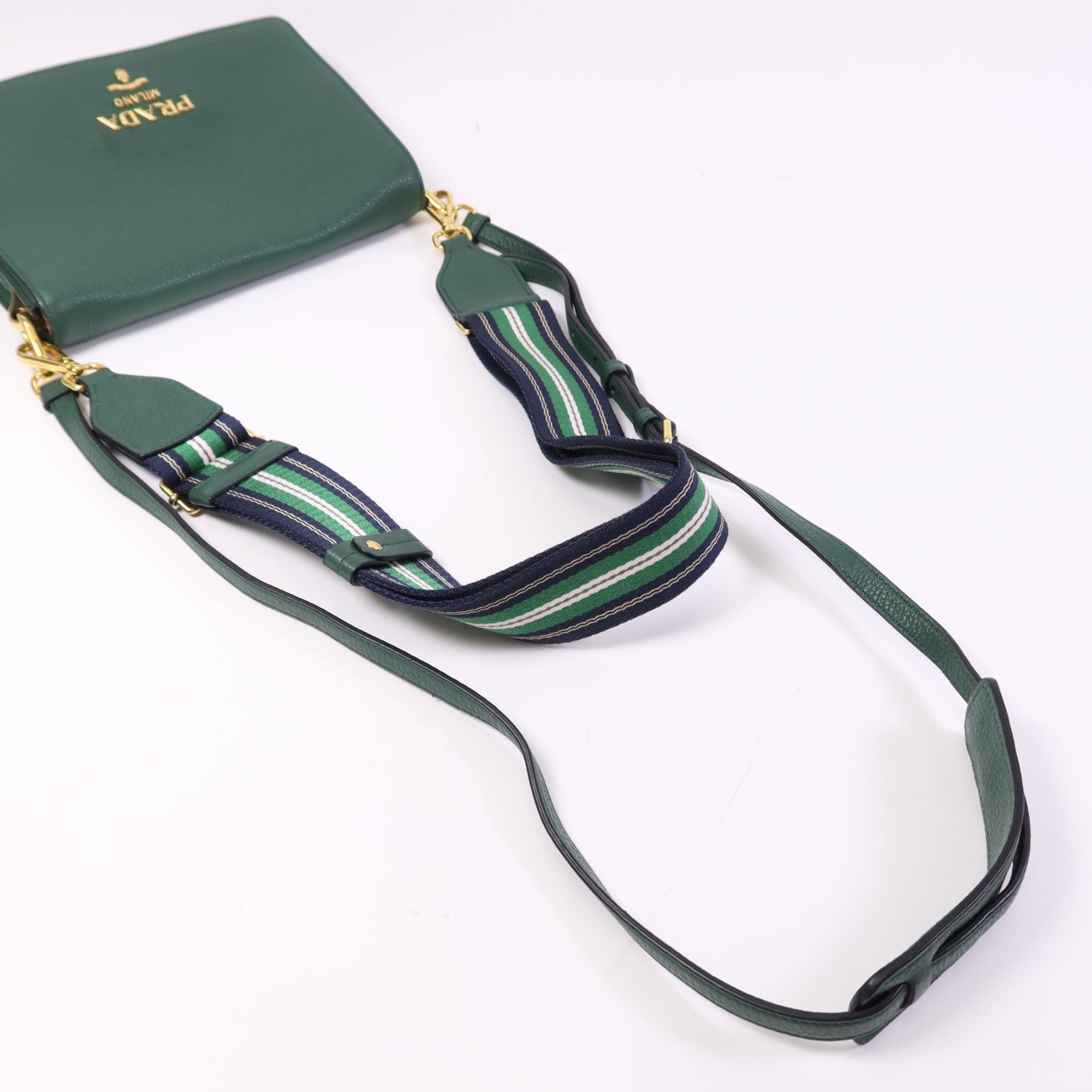 PRADA 皮革Shoulder Bag金扣肩背袋