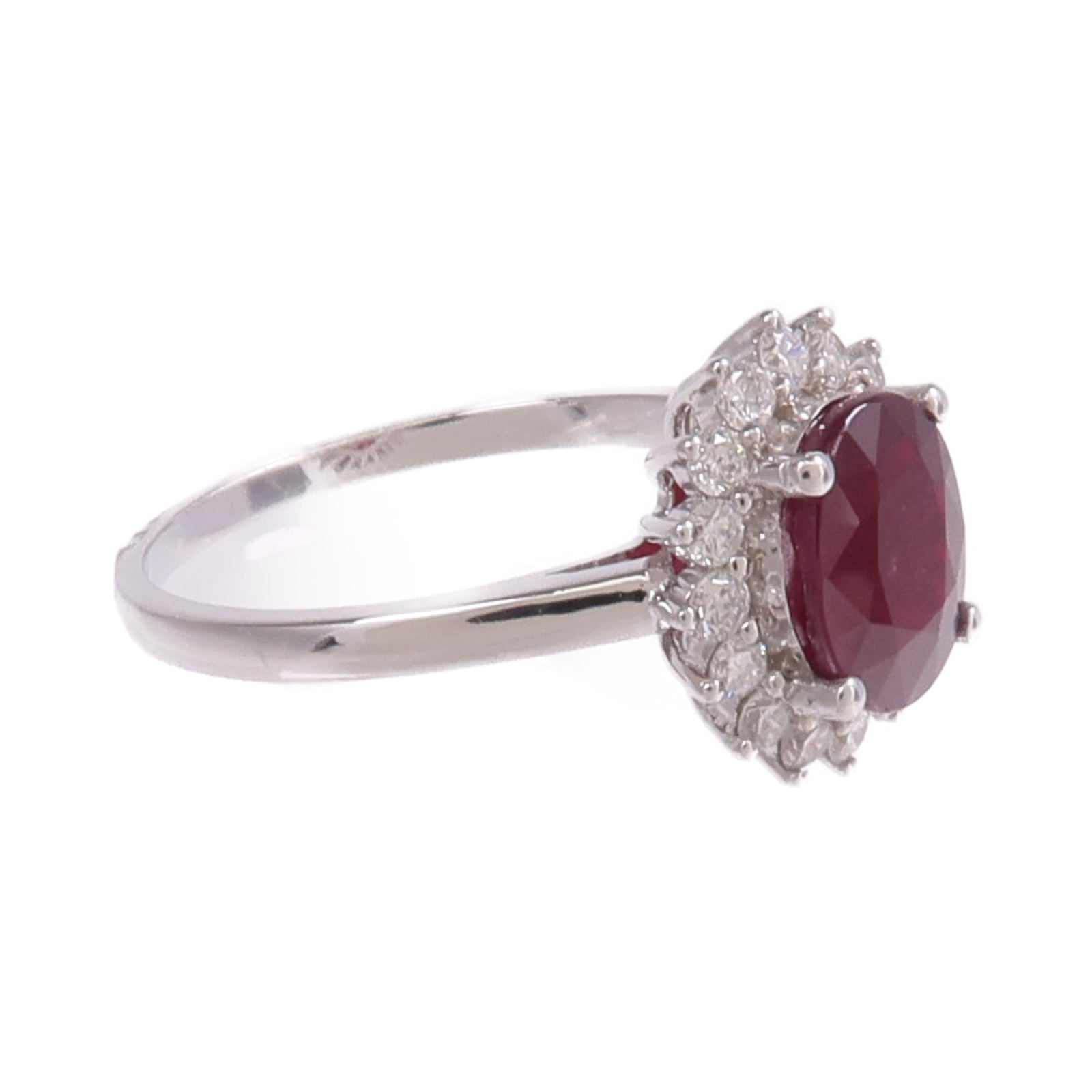 JEWELRY 【激減優惠】18K白金Ruby Diamond Ring紅寶石/鑽石戒指US#6