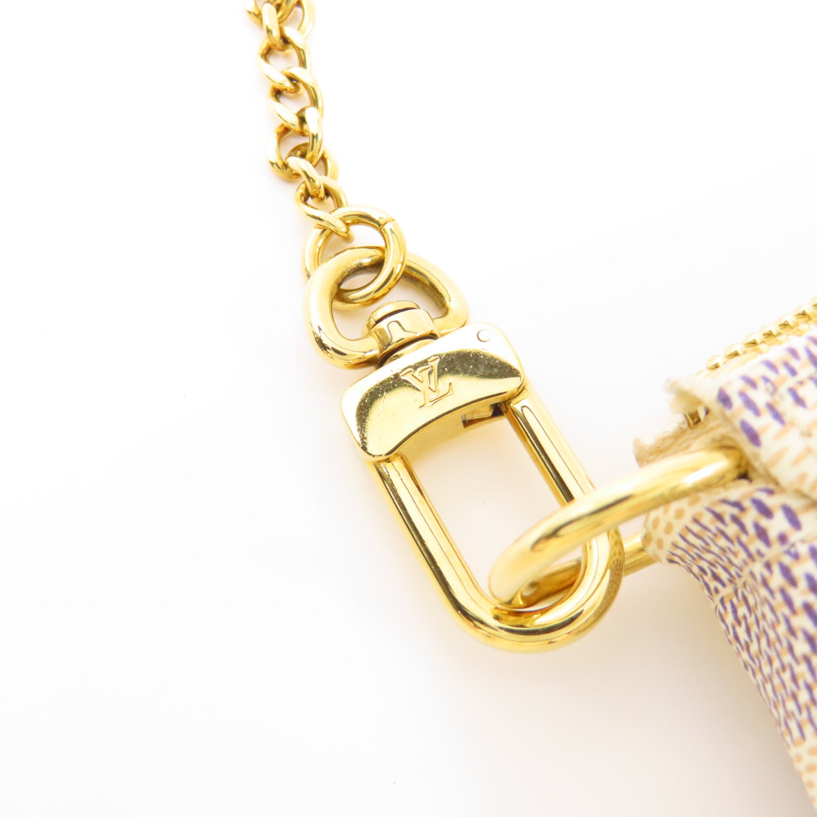 LOUIS VUITTON Damier Azur Mini Pochette Accessories金扣鏈帶手挽袋