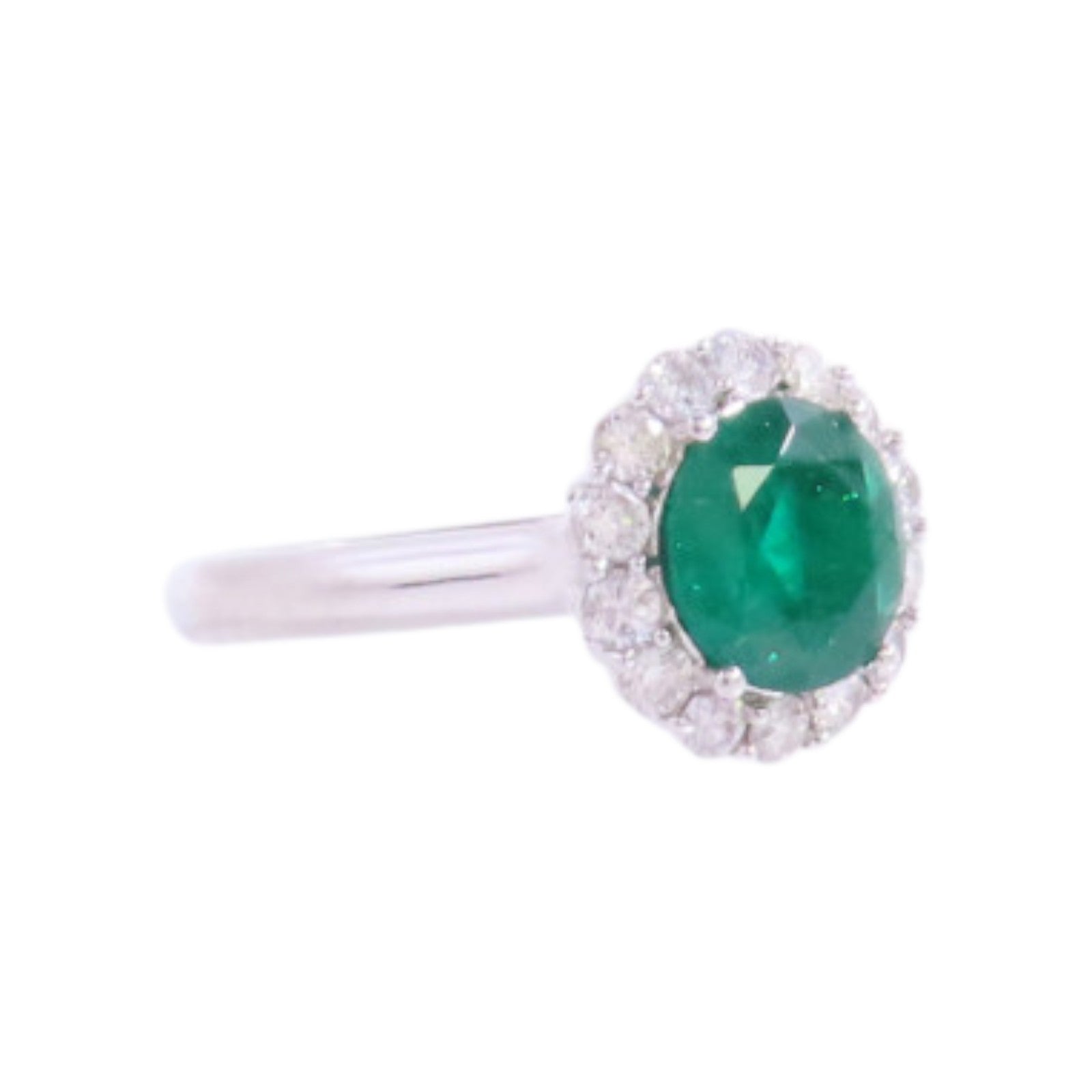 JEWELRY 【激減優惠】PT900鉑金/綠寶石/鑽石Emerald Diamond Ring戒指US#6