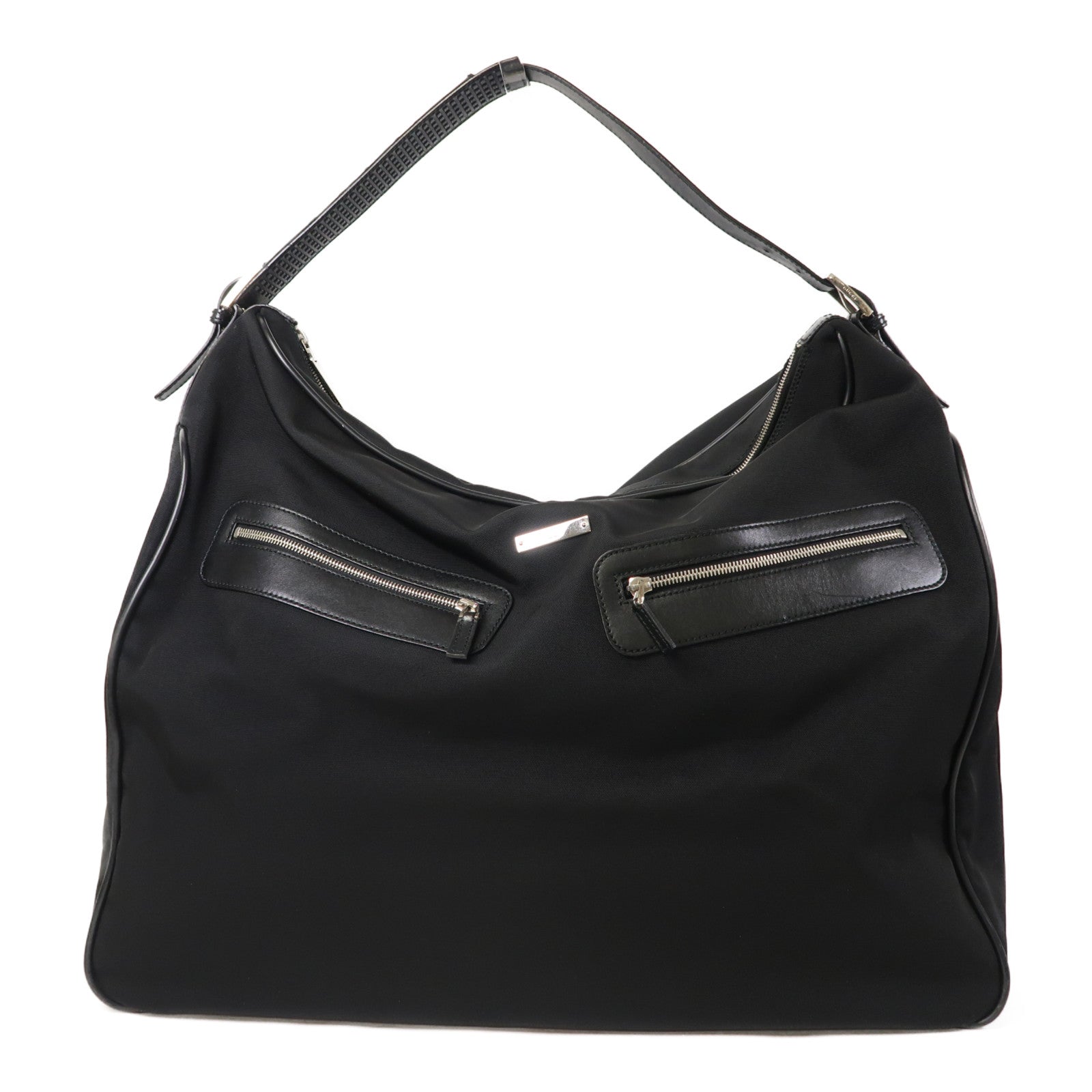 GUCCI 尼龍Shoulder Bag銀扣肩背袋黑色