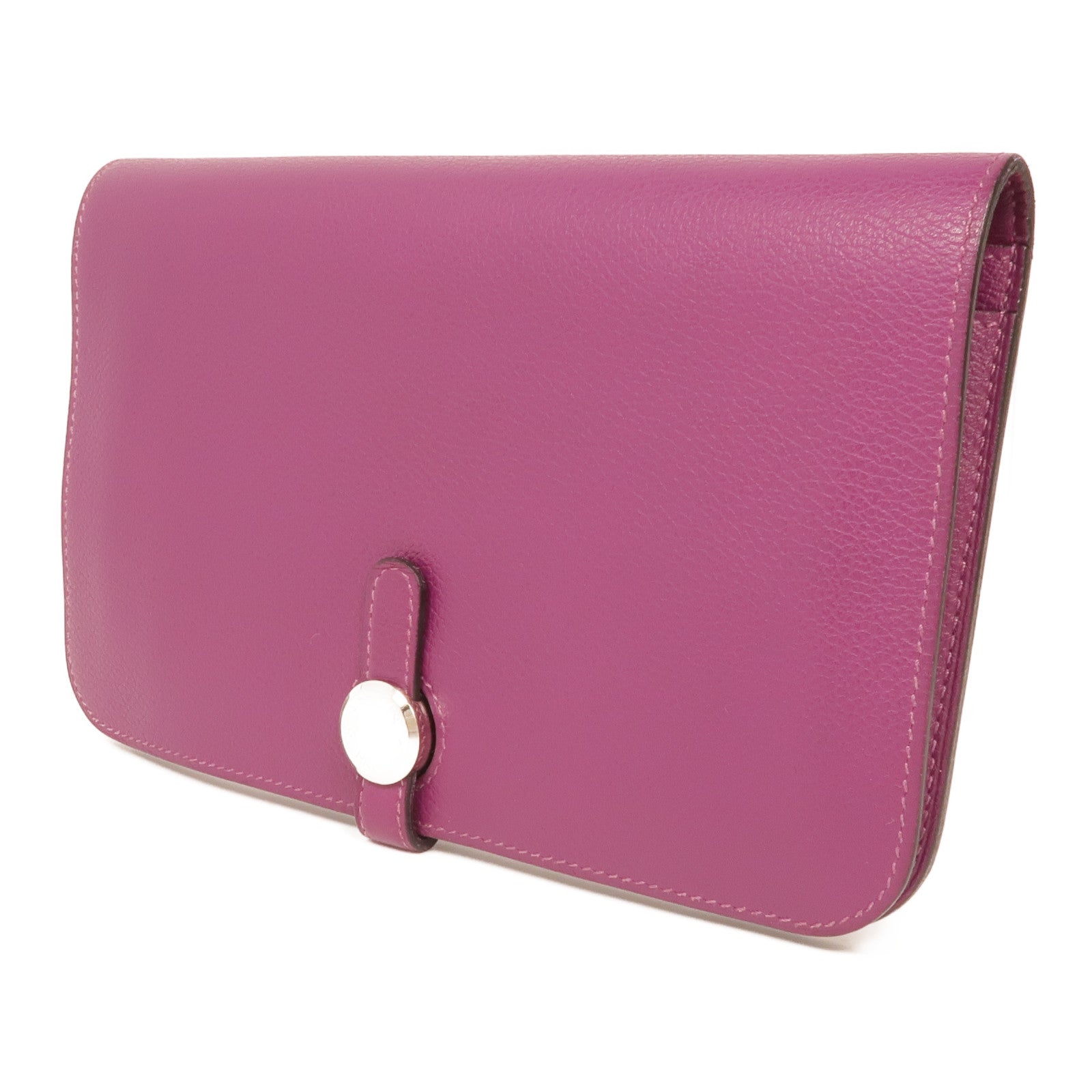 HERMES Evercolor皮革Dogon Wallet銀扣長錢包Anemone