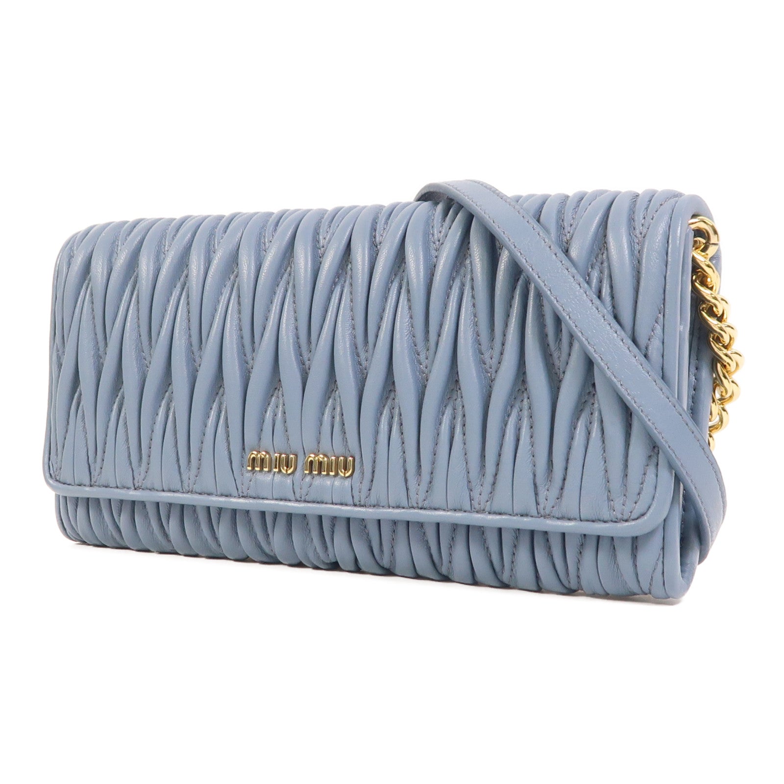 Miu Miu 羊皮皮革Chain Shoulder金扣鏈帶肩背袋