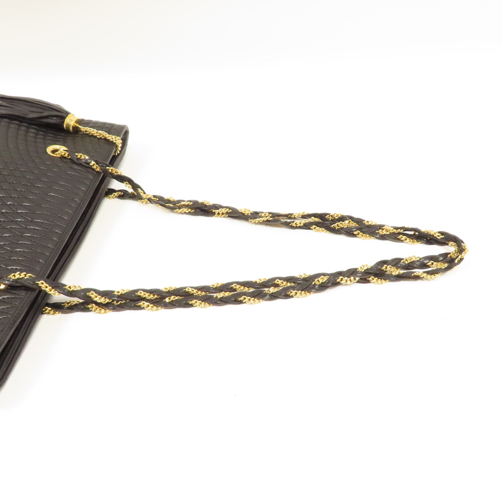 BALLY 菱格牛皮皮革Chain Shoulder金扣鏈帶肩背袋黑色