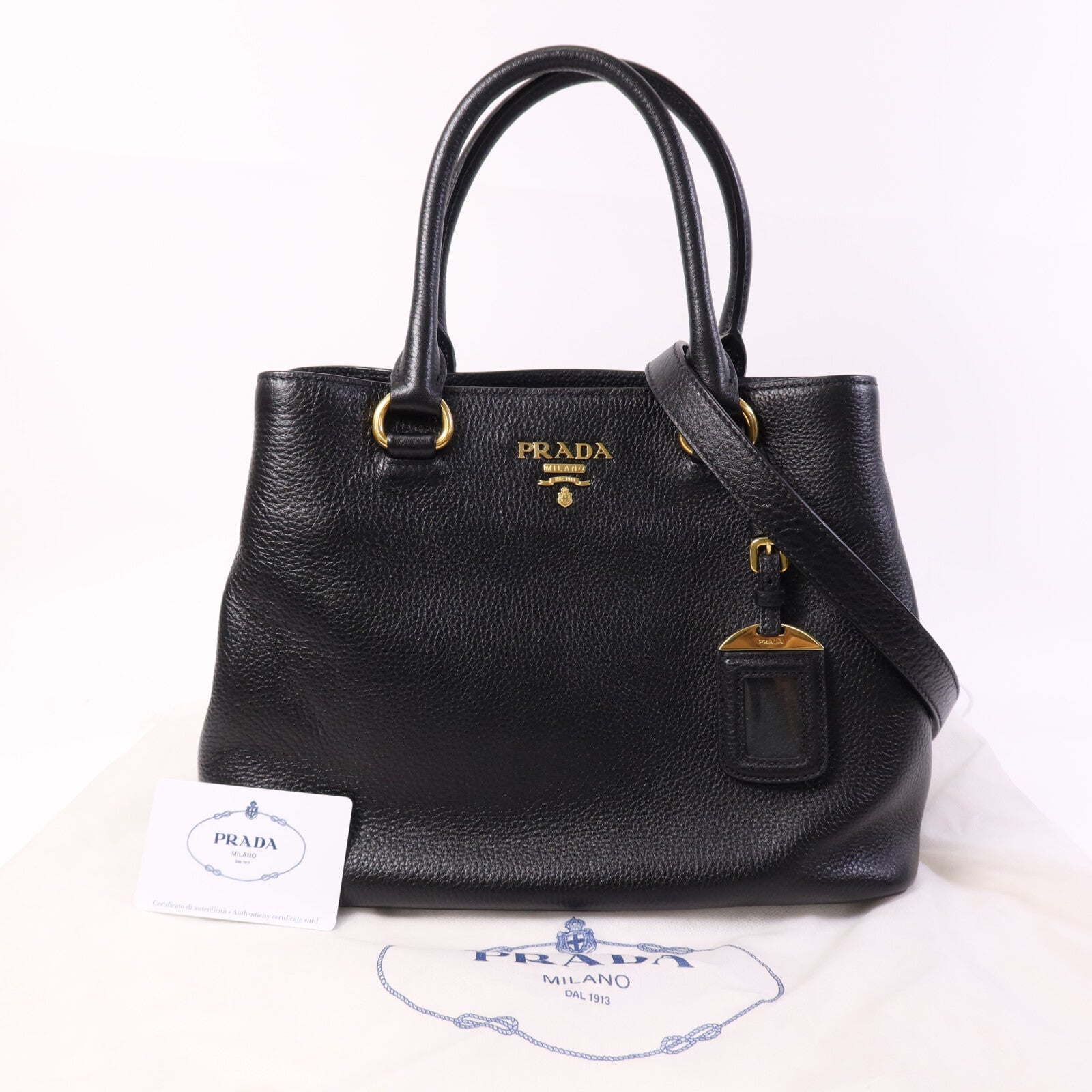 PRADA 牛皮皮革2 Way Shoulder Bag金扣手挽肩背兩用袋
