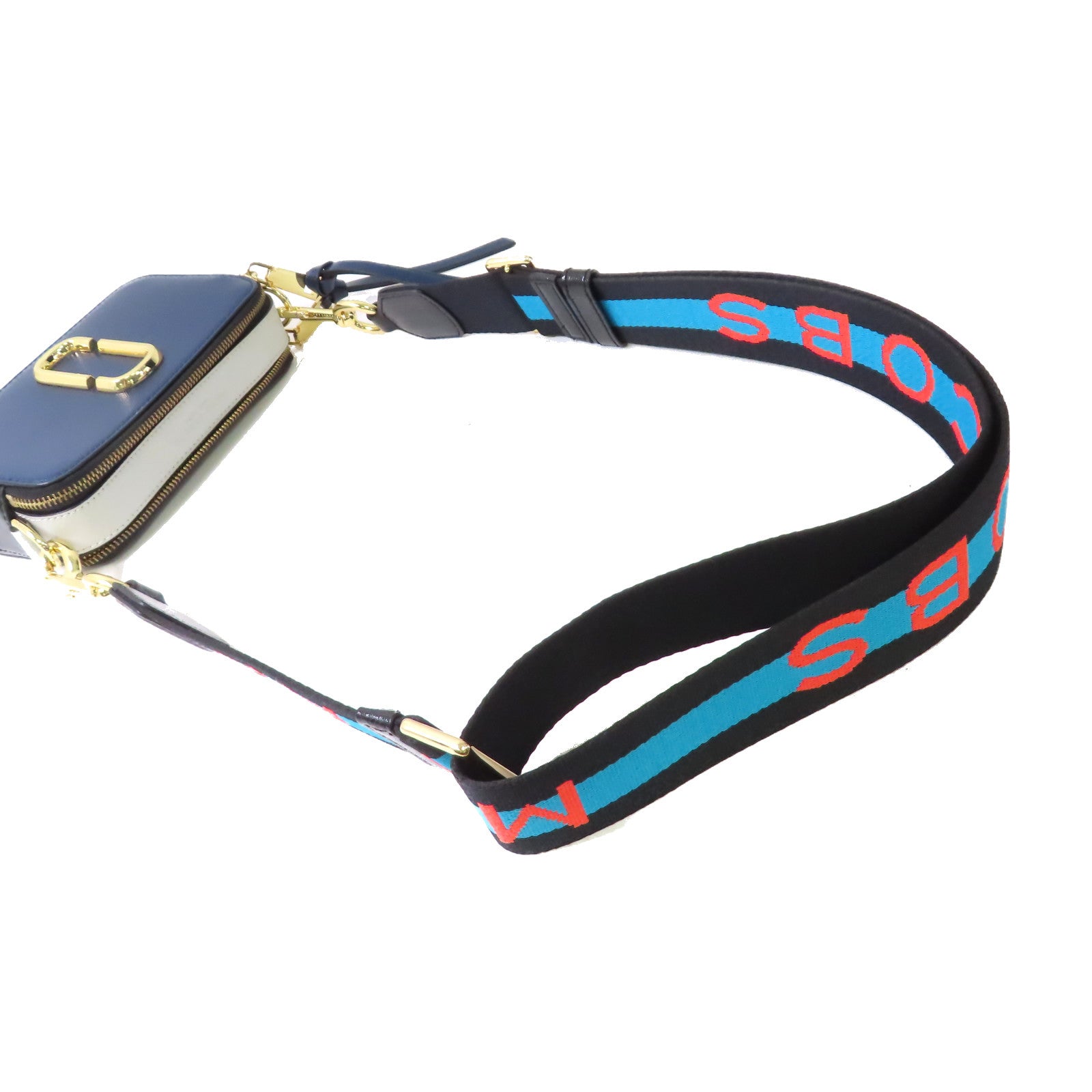 MARC JACOBS 塗層皮革Camera Shoulder Bag金扣肩背袋寶藍色