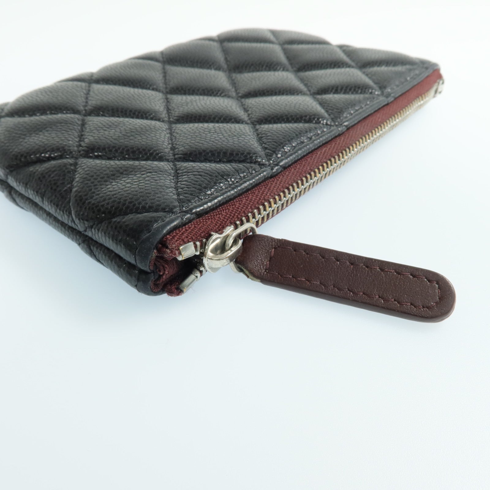 CHANEL 牛皮皮革Pouch銀扣錢包