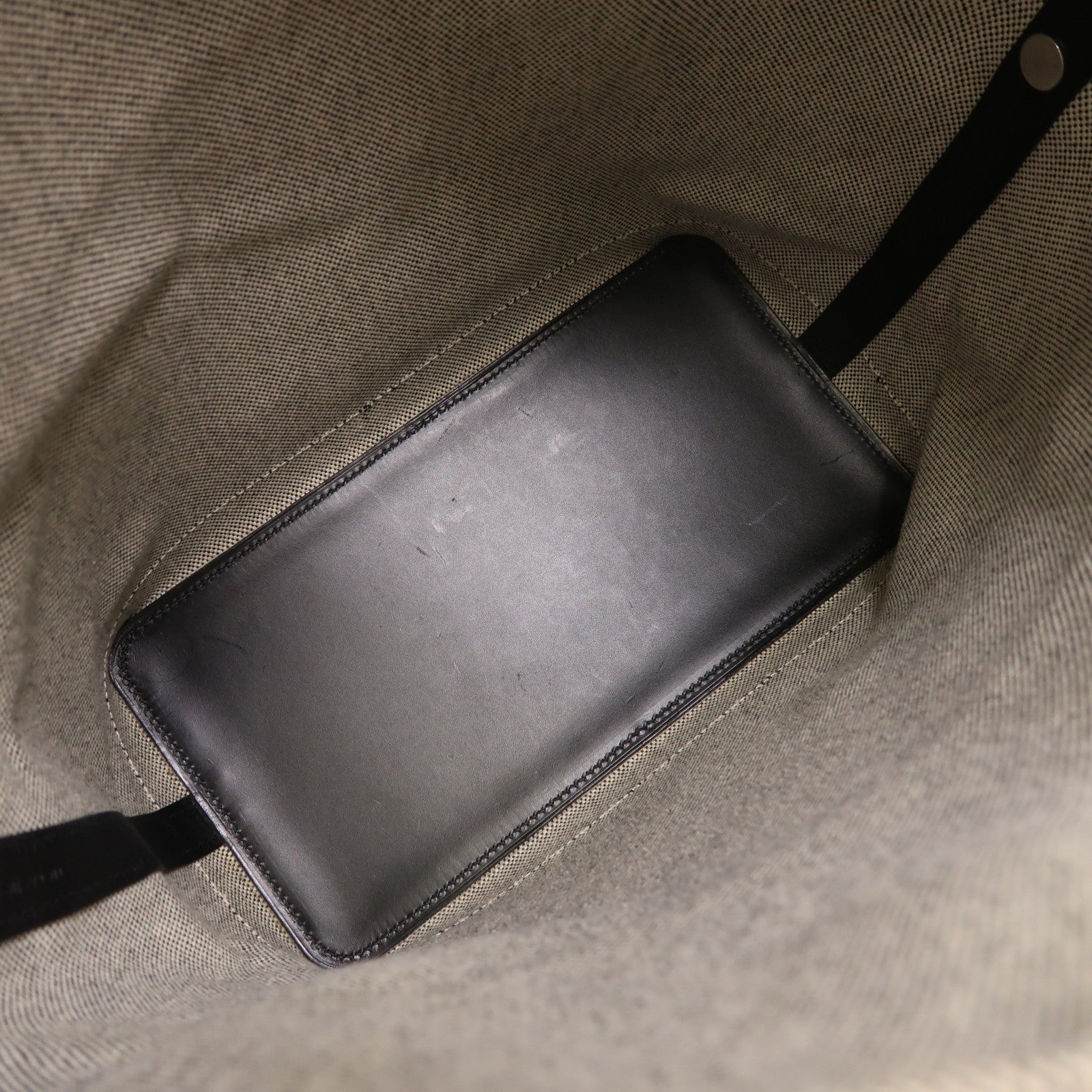 HERMES Toile帆布Col Roule 25銀扣肩背袋