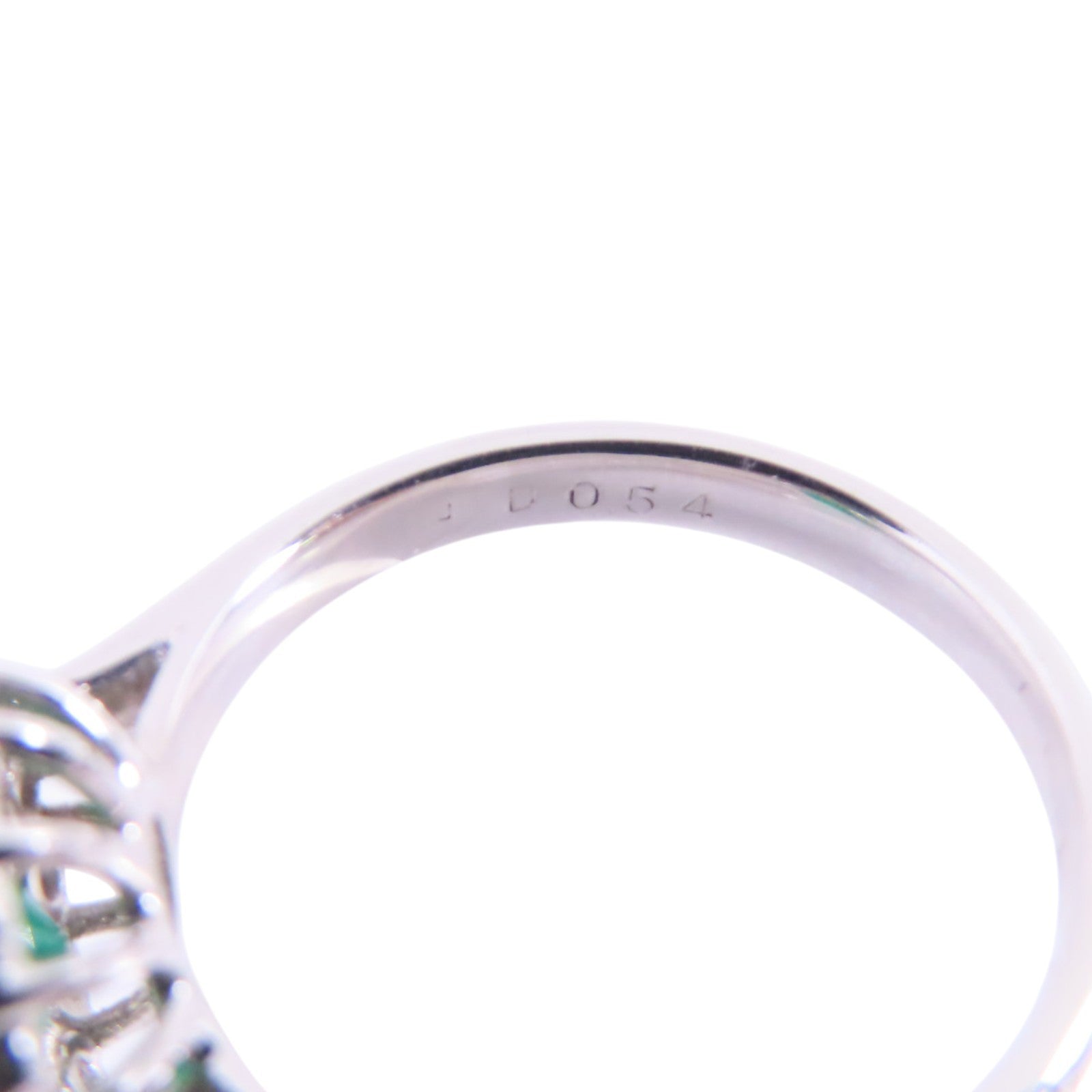 JEWELRY 【激減優惠】PT900鉑金/綠寶石/鑽石Emerald Diamond Ring戒指US#6