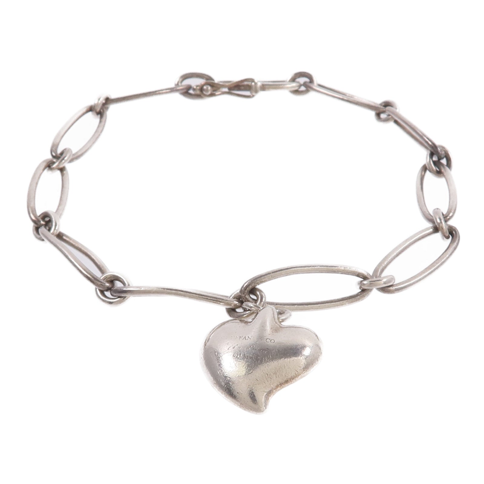 TIFFANY＆CO 925純銀Elsa Peretti Heart Charm Bracelet手鏈