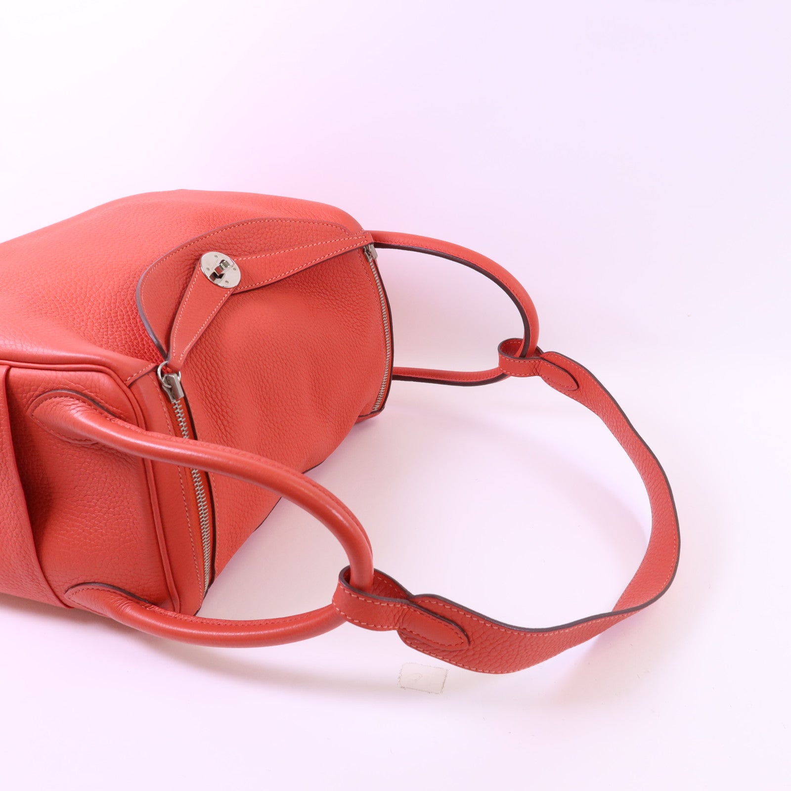 HERMES Clemence皮革Lindy 30銀扣手挽肩背兩用袋Rose Jaipur