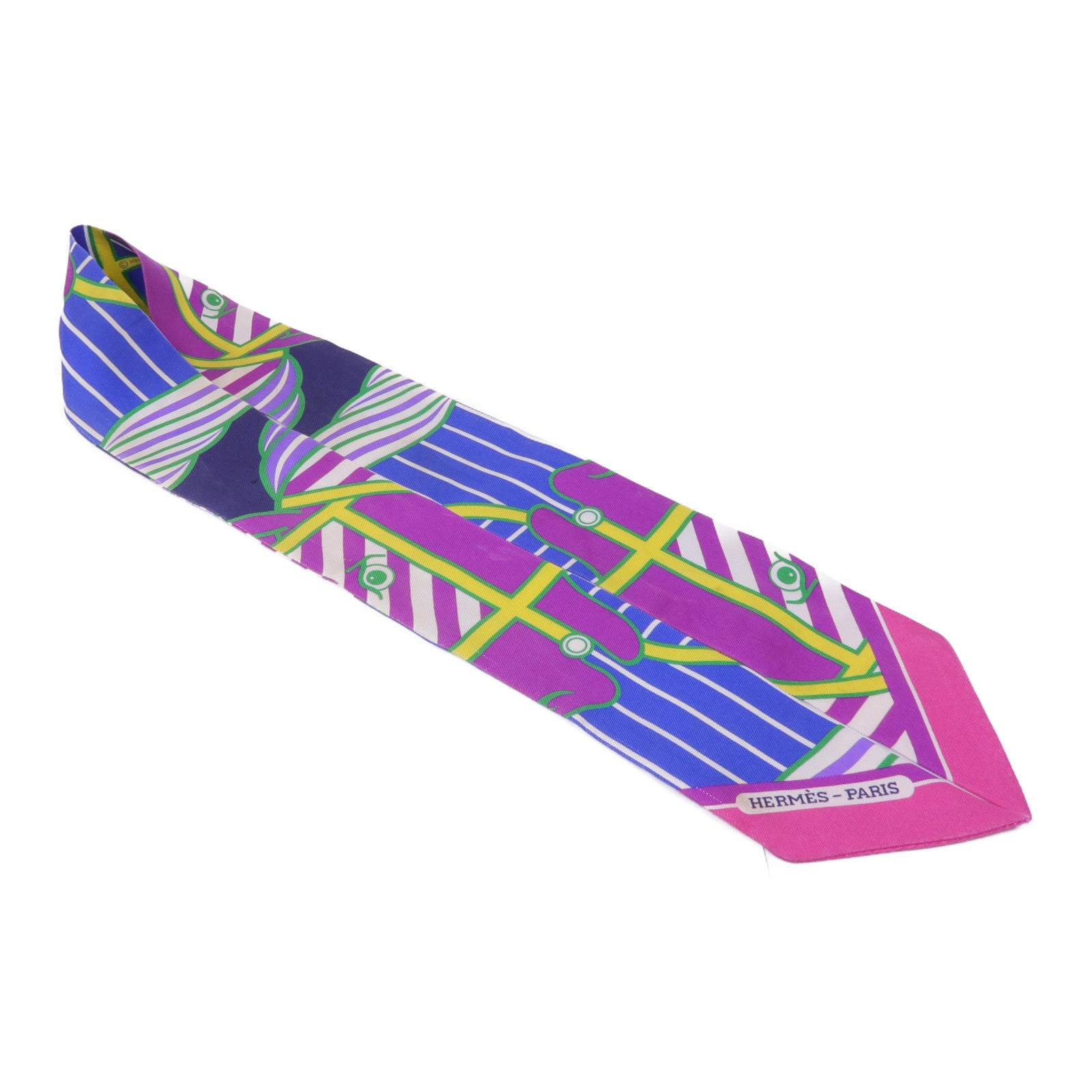 HERMES Twilly Scarf Scarves Silk Purple Multicolor
