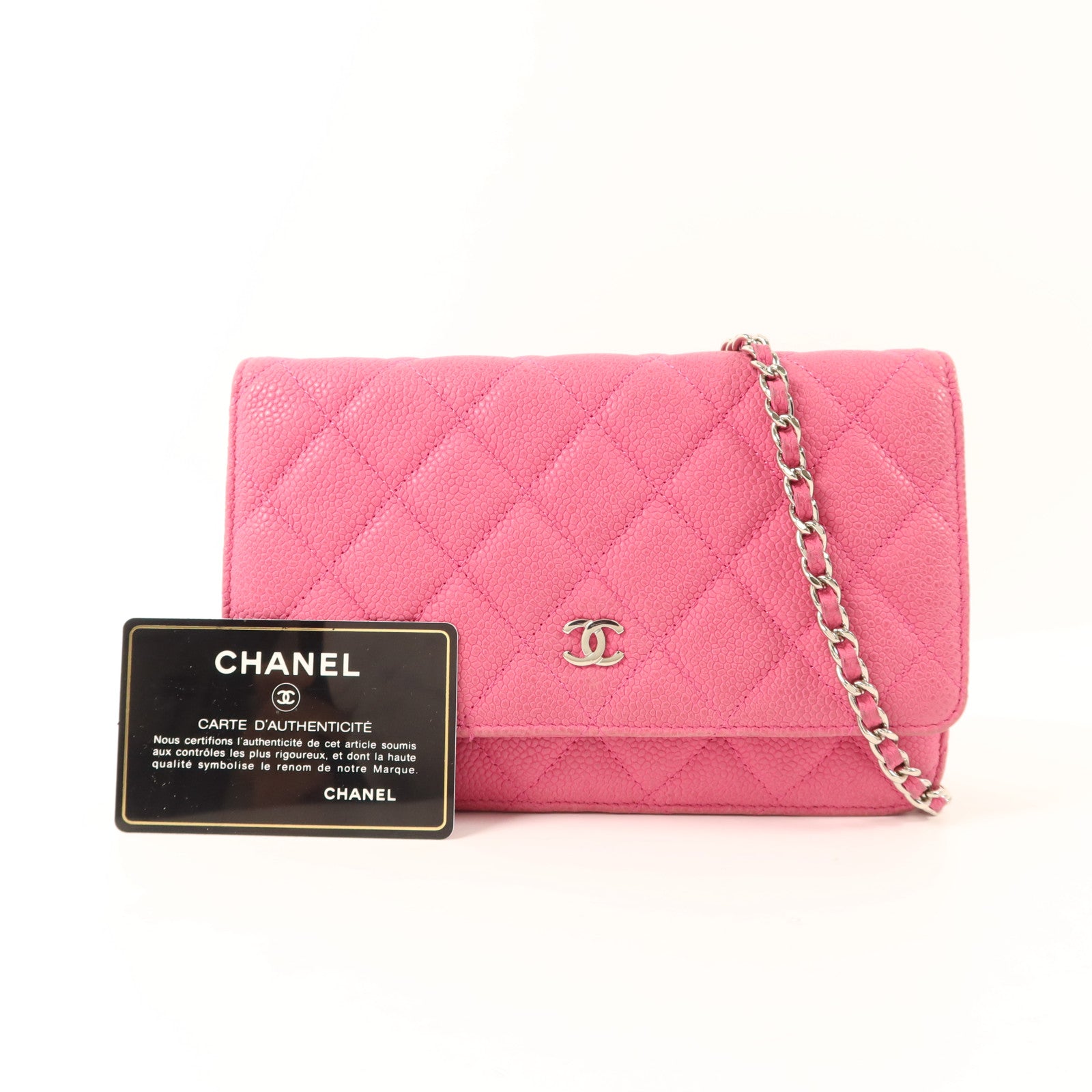 CHANEL 牛皮皮革Wallet On Chain銀扣鏈帶肩背袋