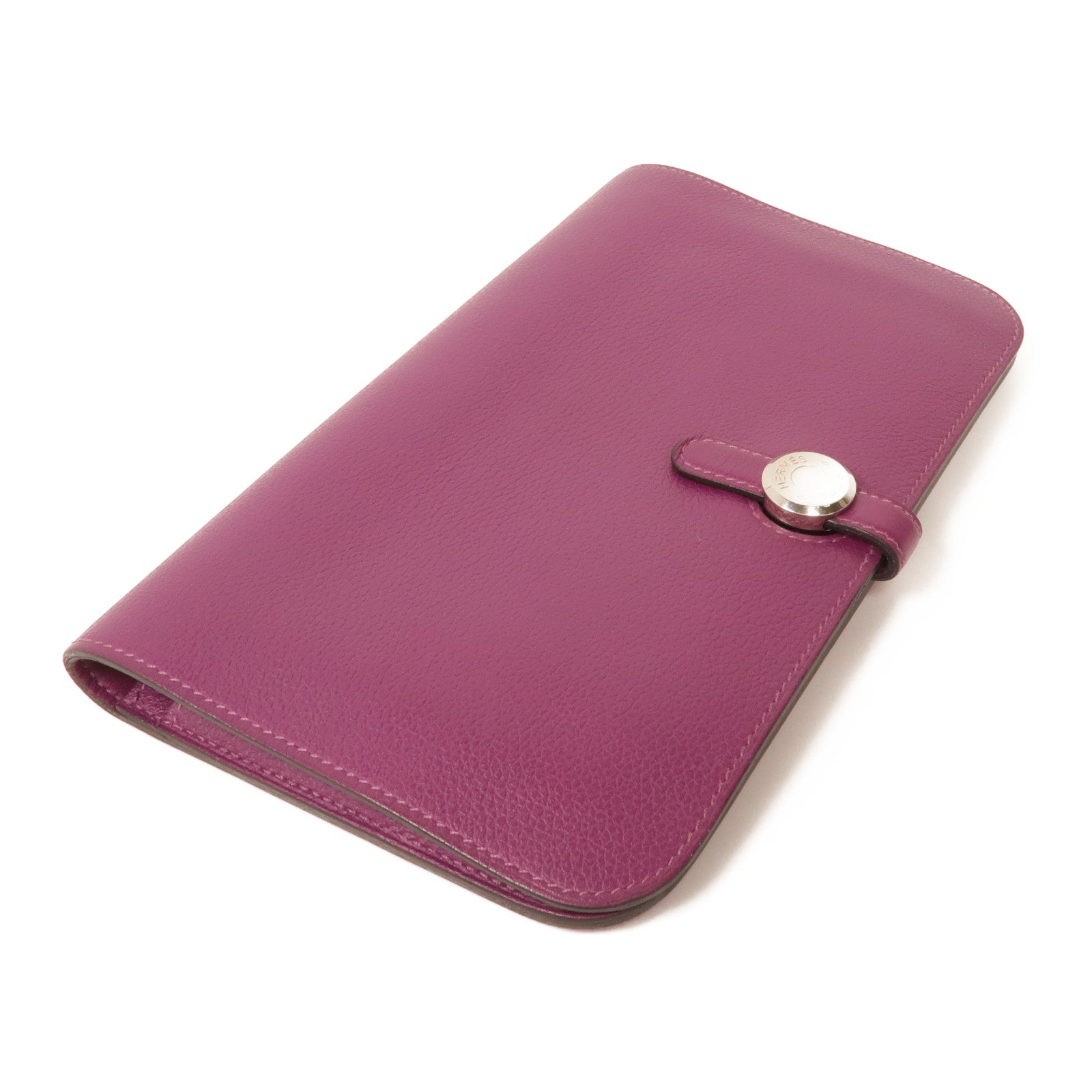 HERMES Evercolor皮革Dogon Wallet銀扣長錢包Anemone