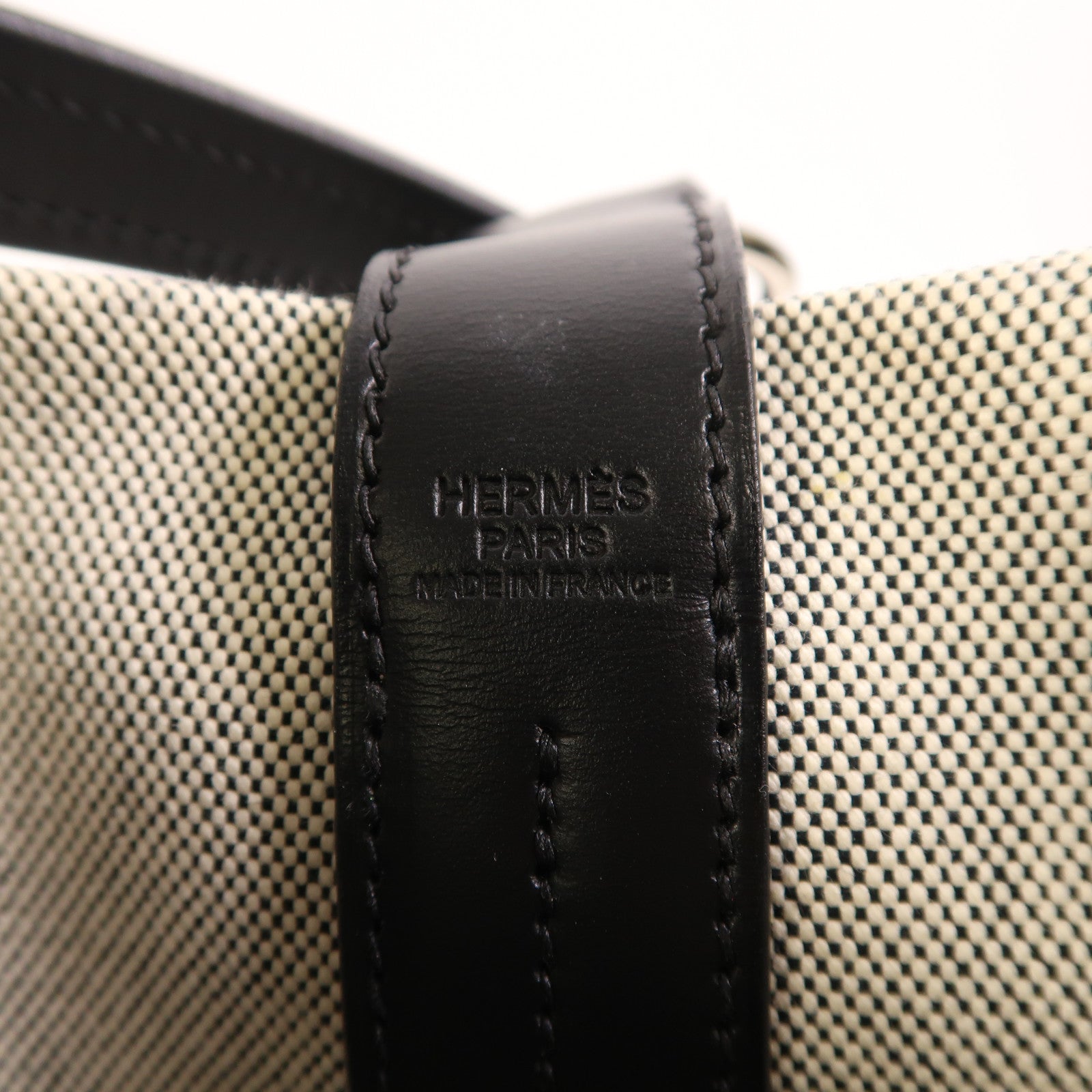 HERMES Toile帆布Col Roule 25銀扣肩背袋