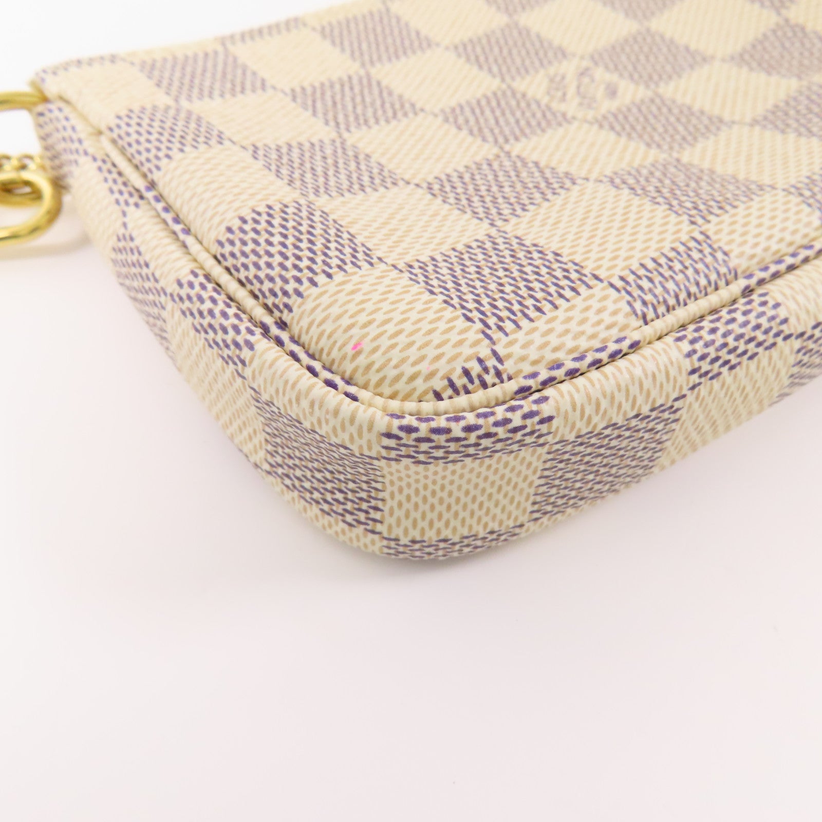 LOUIS VUITTON Damier Azur Mini Pochette Accessories金扣鏈帶手挽袋