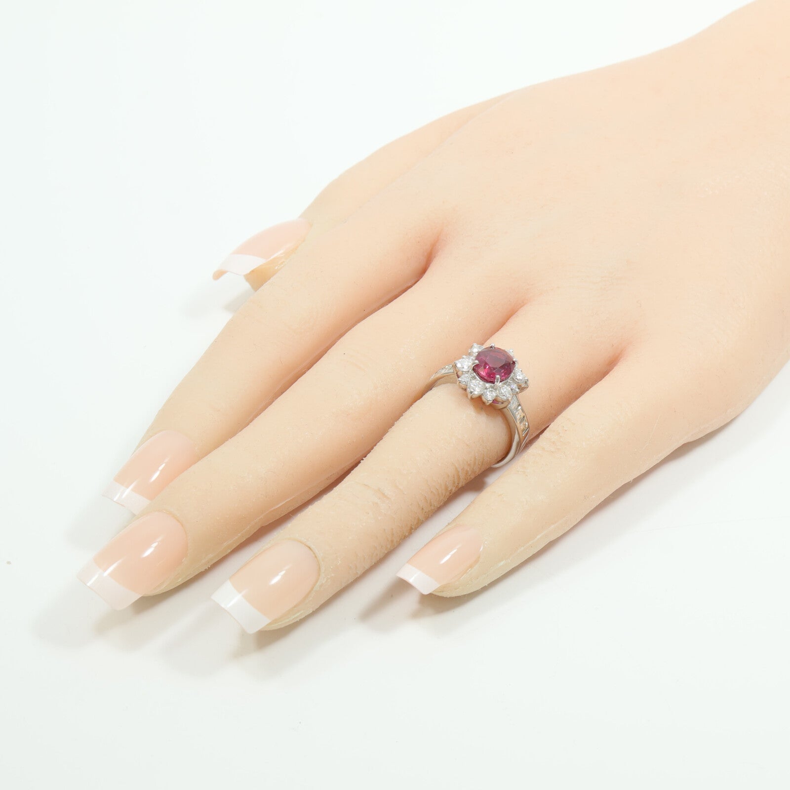 JEWELRY PT900鉑金Ruby Diamond Ring紅寶石/鑽石戒指