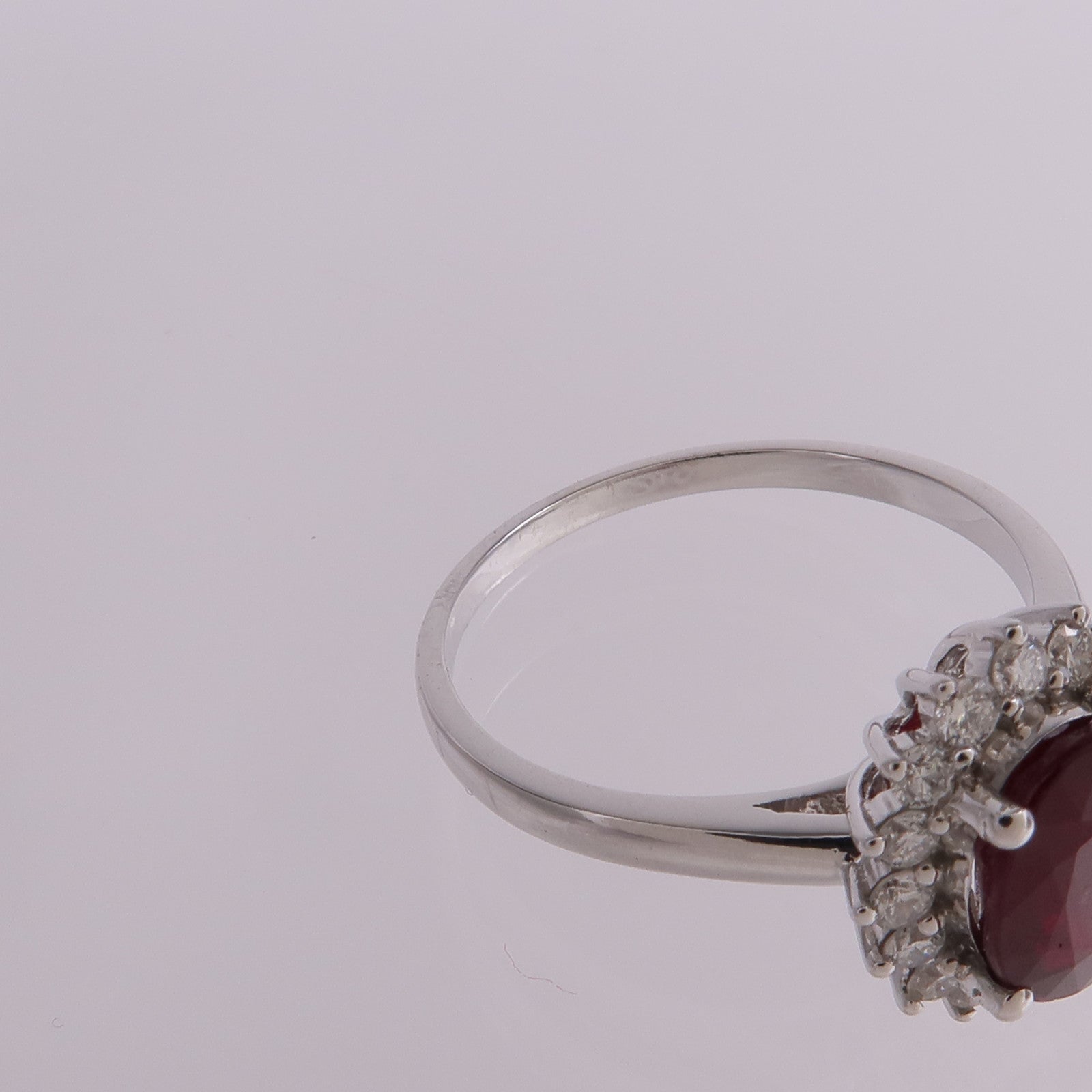 JEWELRY 【激減優惠】18K白金Ruby Diamond Ring紅寶石/鑽石戒指US#6