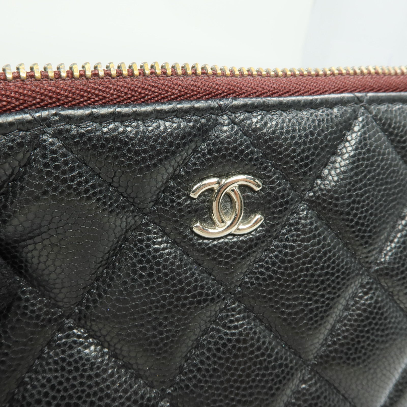 CHANEL 牛皮皮革Pouch銀扣錢包