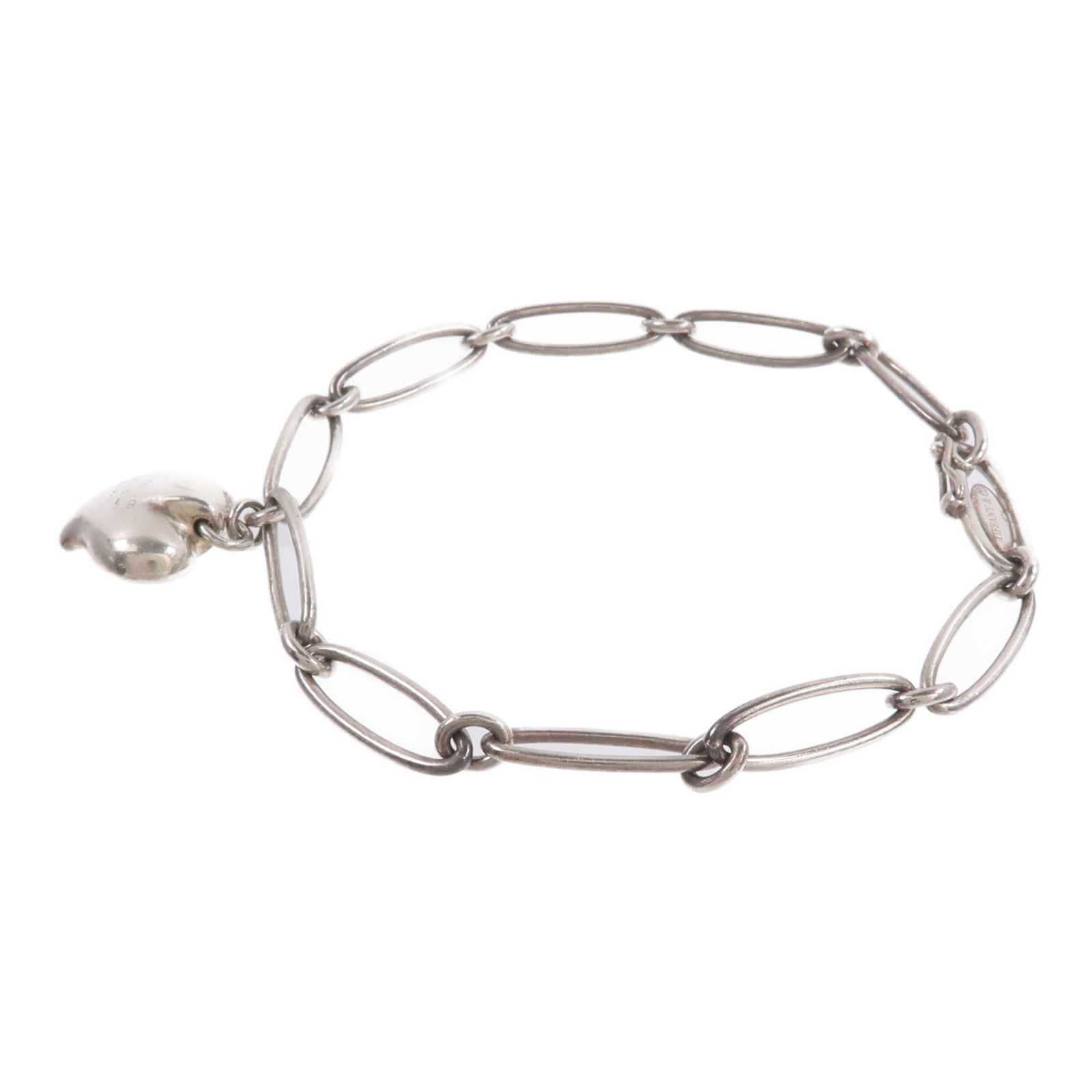 TIFFANY＆CO 925純銀Elsa Peretti Heart Charm Bracelet手鏈