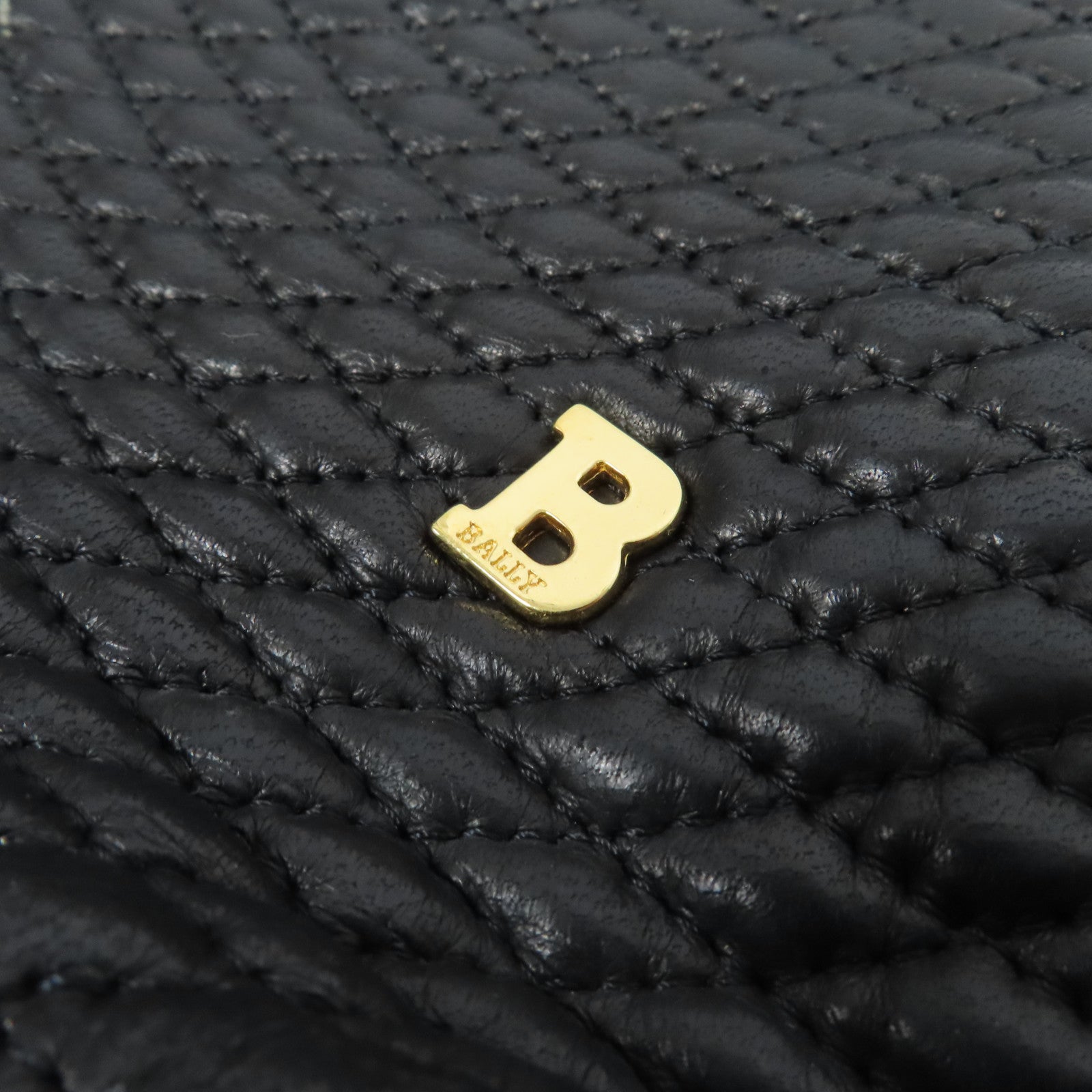 BALLY 菱格牛皮皮革Chain Shoulder金扣鏈帶肩背袋黑色