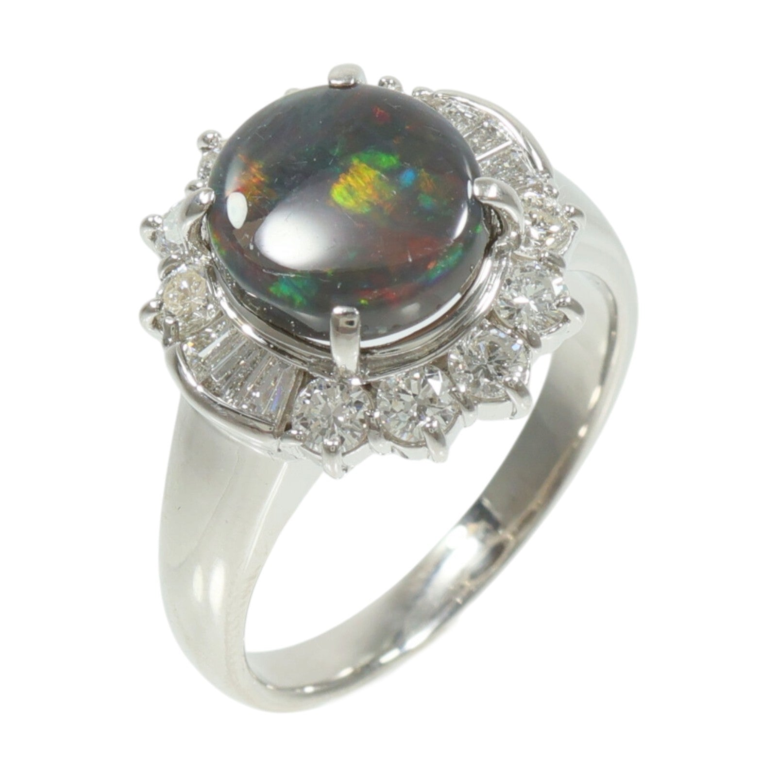 JEWELRY PT900鉑金Opal Diamond Ring蛋白石/鑽石戒指