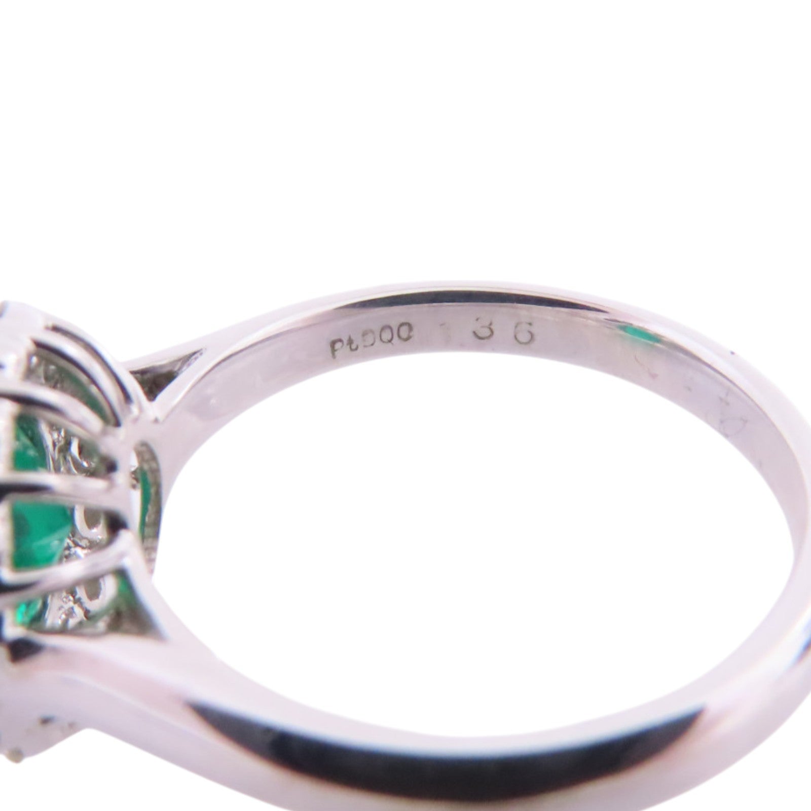 JEWELRY 【激減優惠】PT900鉑金/綠寶石/鑽石Emerald Diamond Ring戒指US#6