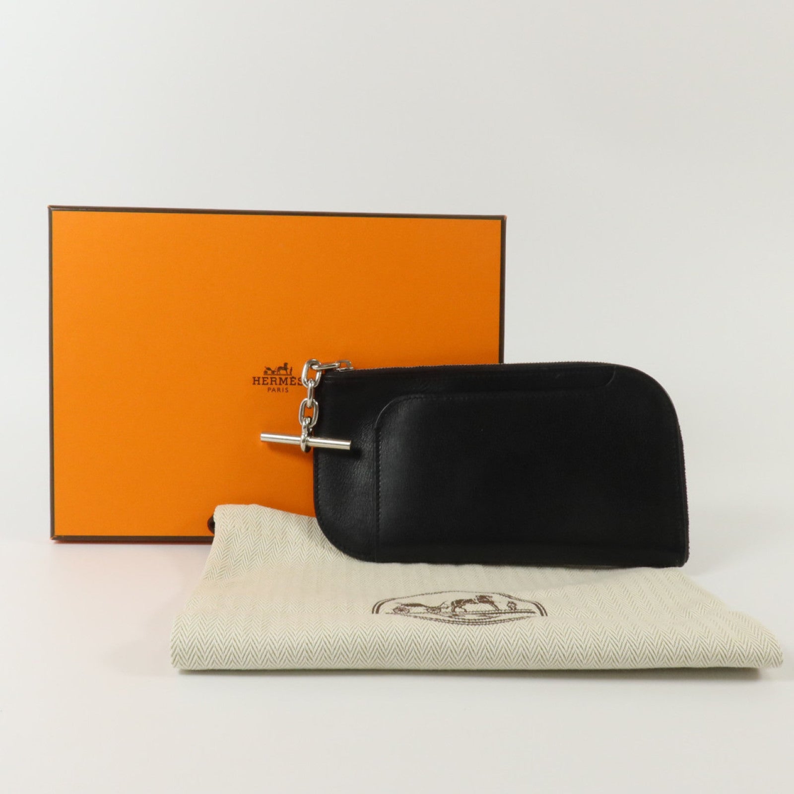 HERMES Allegretto皮革Strap GM Phone Case銀扣手機套