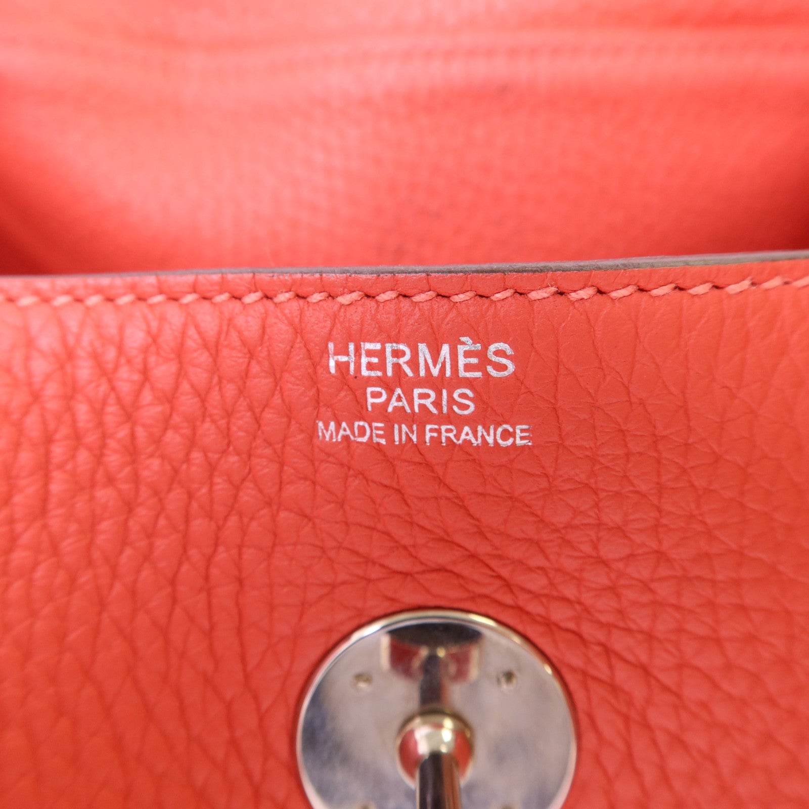 HERMES Clemence皮革Lindy 30銀扣手挽肩背兩用袋Rose Jaipur