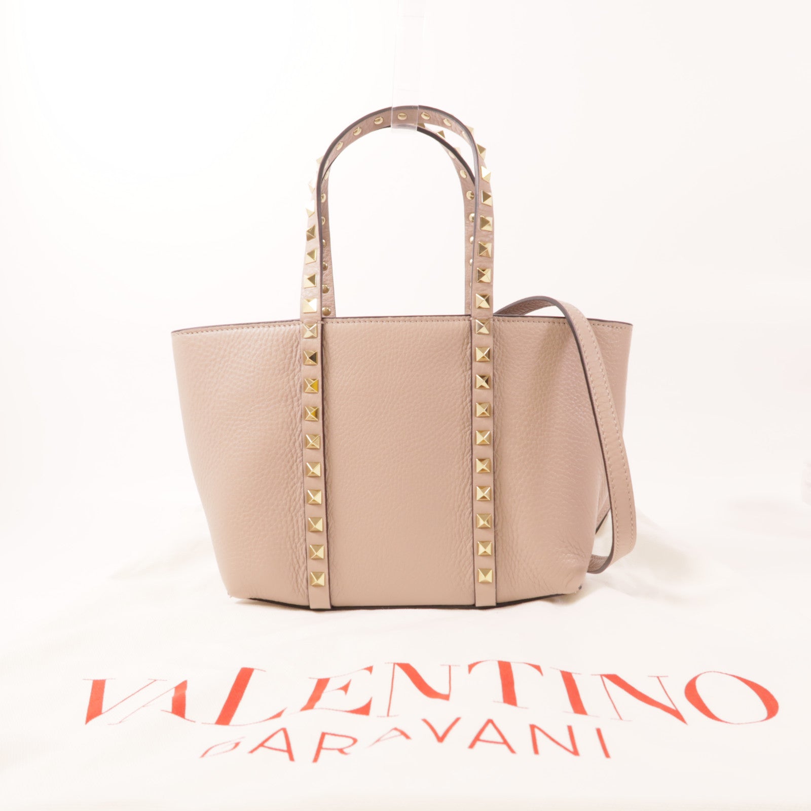Valentino 【激減優惠】牛皮皮革Rockstud金扣手挽肩背兩用袋