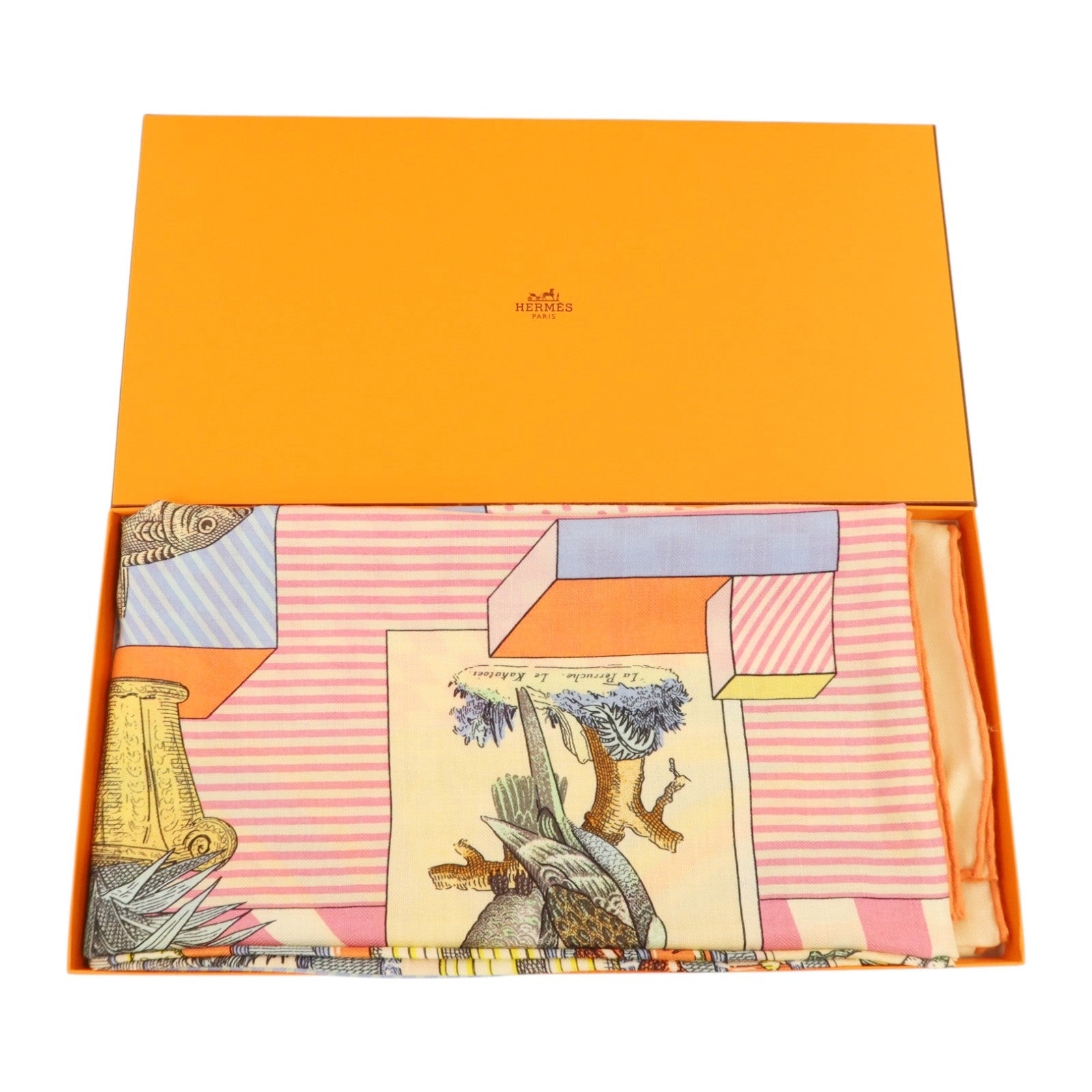 HERMES 羊絨/絲質Scarf 140x140絲巾