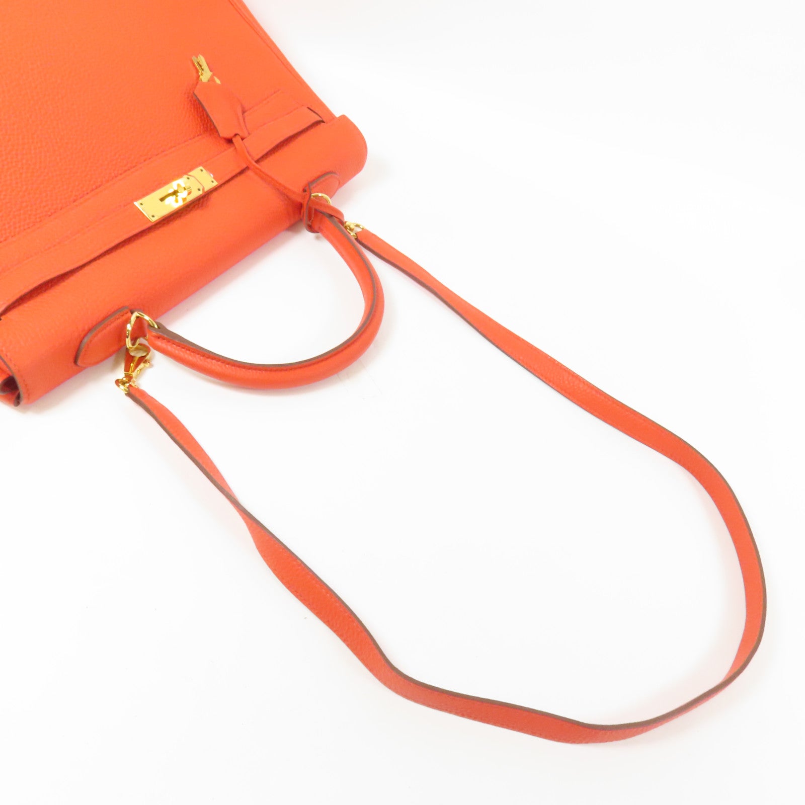 HERMES Togo皮革Kelly 35金扣手挽肩背兩用袋Capucine