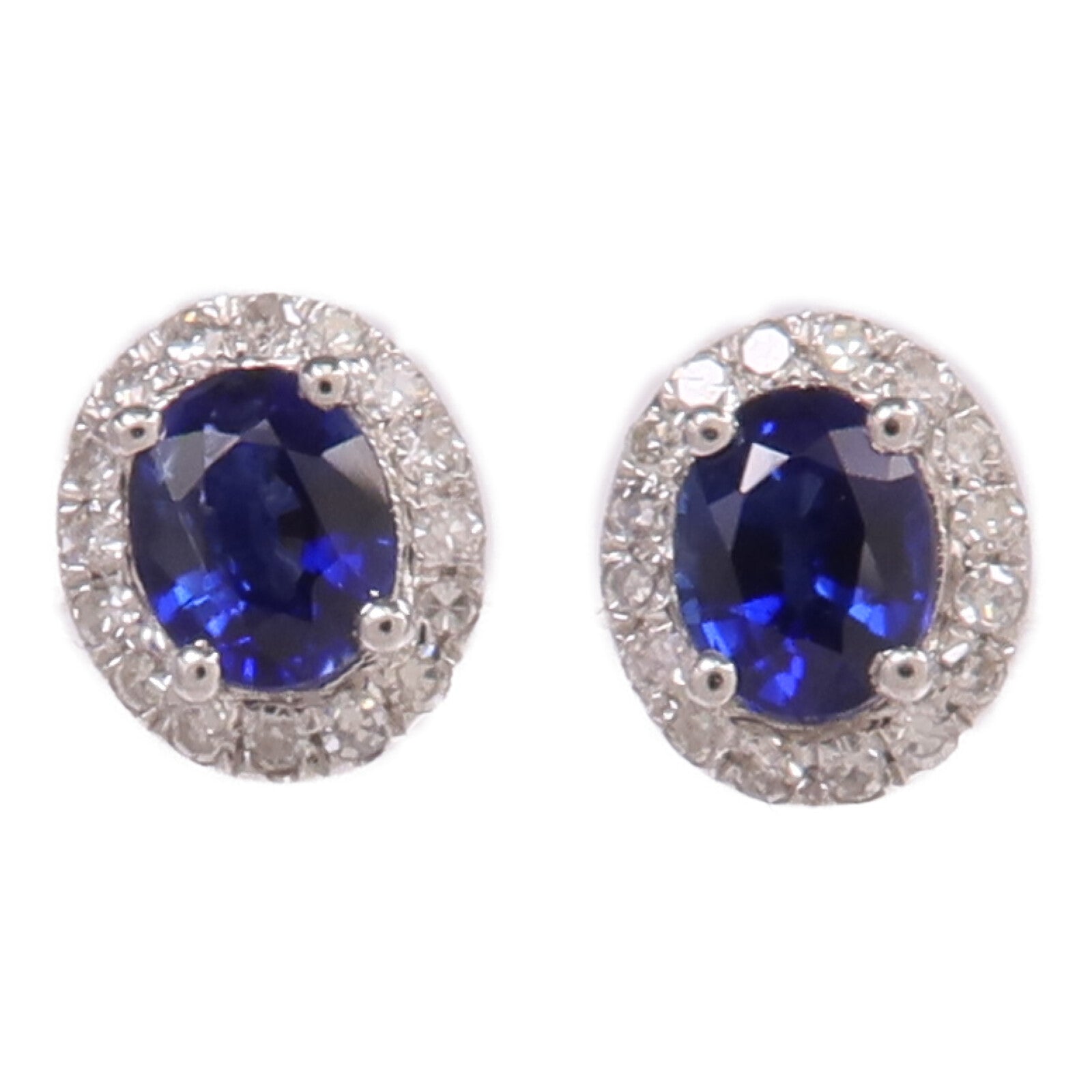 JEWELRY 【激減優惠】18K白金Sapphire Diamond Earrings藍寶石/鑽石耳環