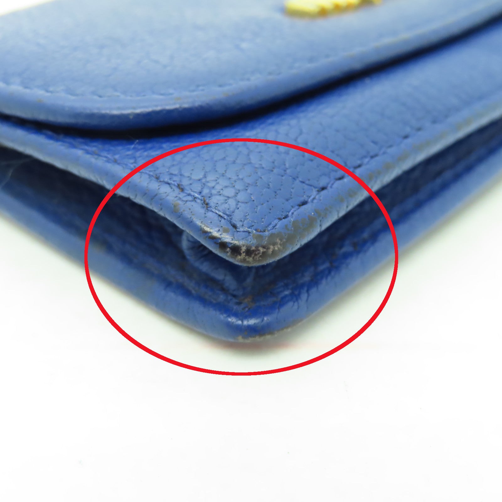Miu Miu 【激減優惠】牛皮皮革Card Holder Key Ring金扣卡片套藍色