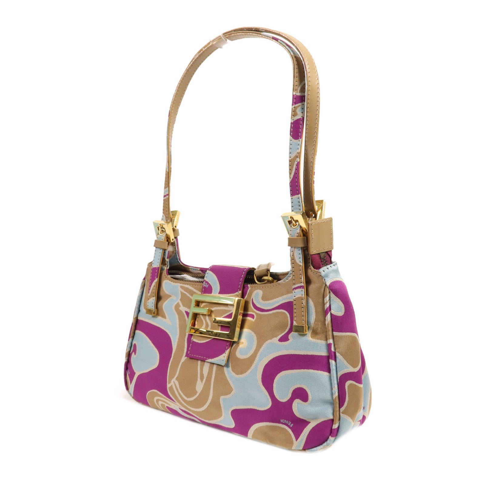 FENDI 帆布Vintage Baguette金扣肩背袋