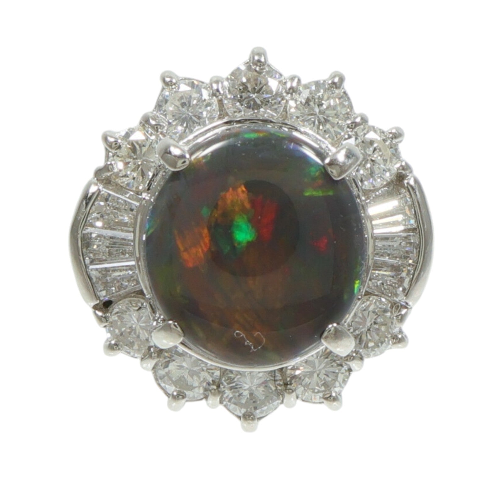 JEWELRY PT900鉑金Opal Diamond Ring蛋白石/鑽石戒指