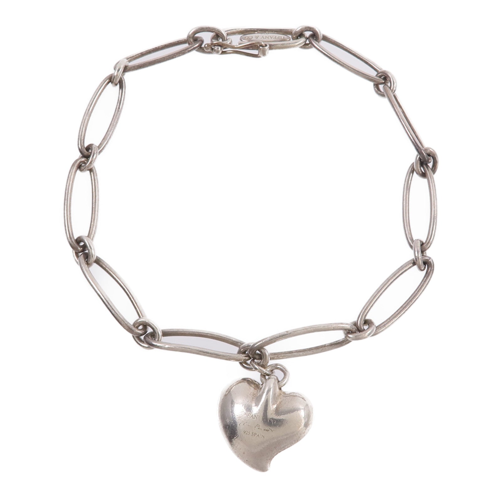 TIFFANY＆CO 925純銀Elsa Peretti Heart Charm Bracelet手鏈